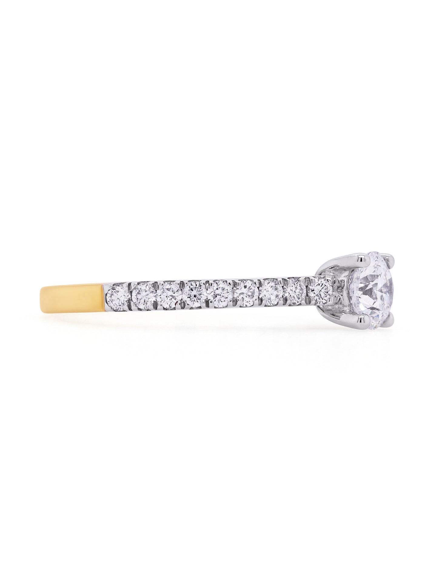 Lab Grown 0.80 Carat, 18K Yellow & White Gold Diamond Solitaire