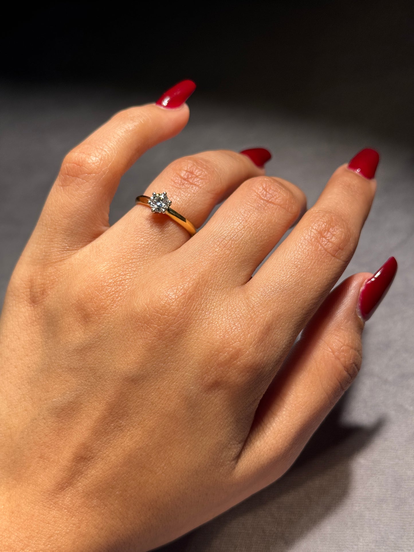 Lab Grown RBC 0.51 Carat Diamond Solitaire Ring, 18 Carat Yellow Gold