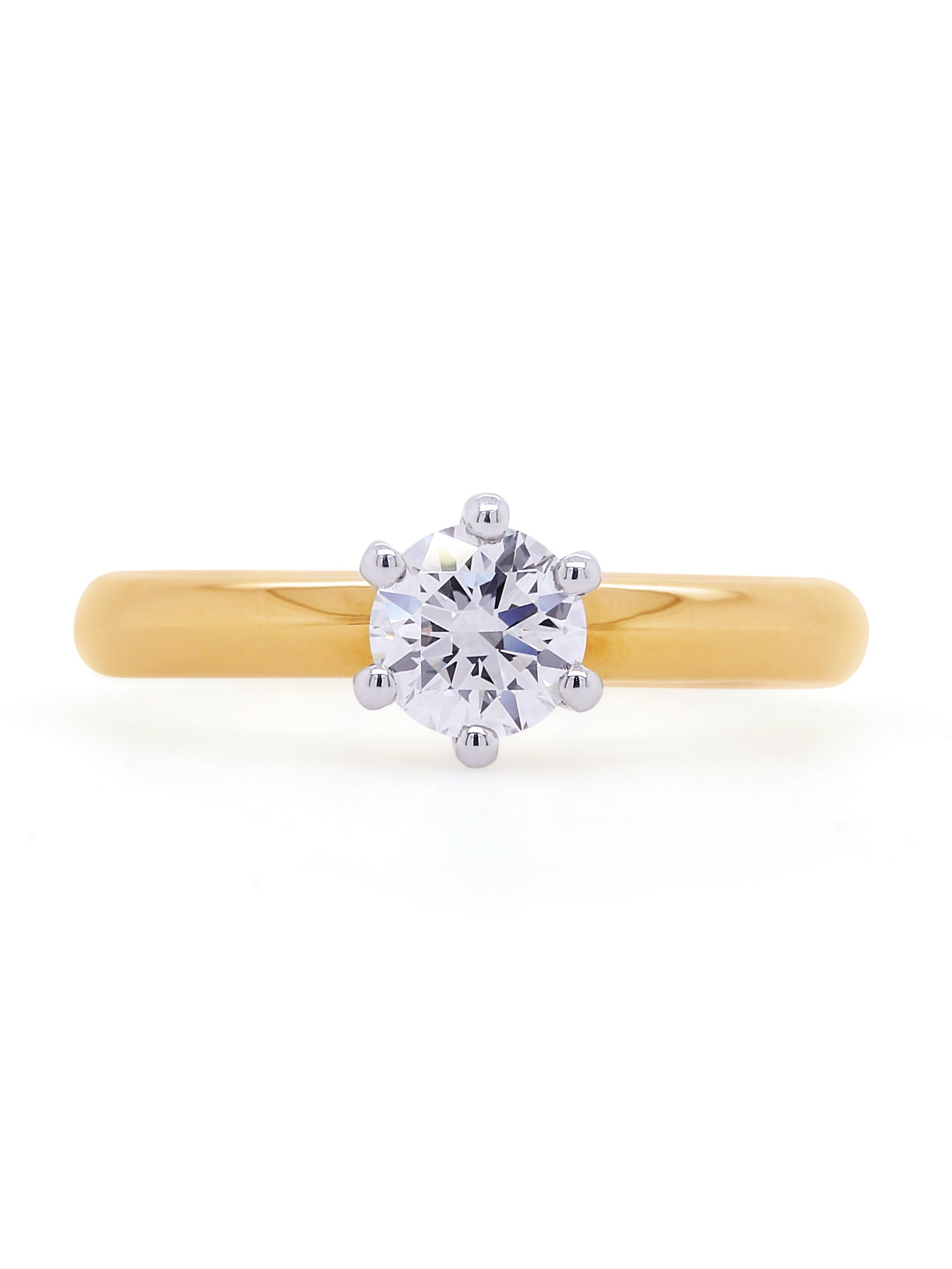 Lab Grown RBC 0.51 Carat Diamond Solitaire Ring, 18 Carat Yellow Gold