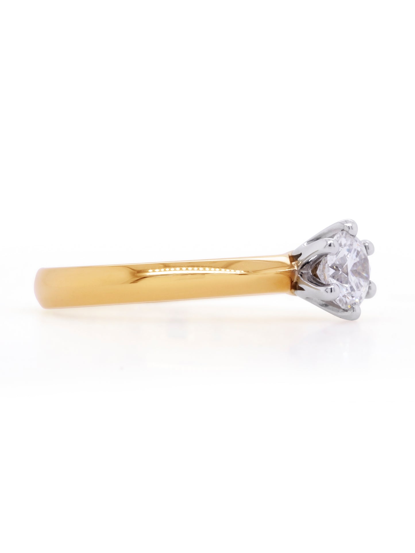 Lab Grown RBC 0.51 Carat Diamond Solitaire Ring, 18 Carat Yellow Gold