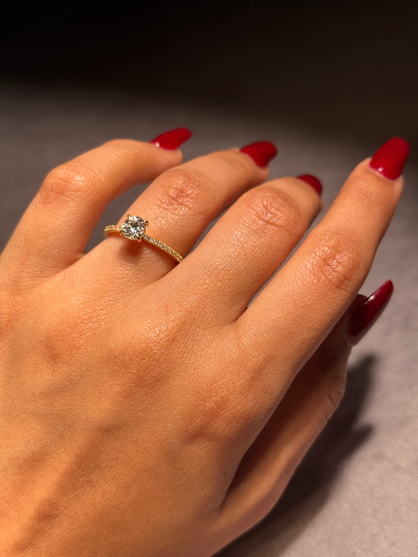 Lab Grown 0.70 Carat Round Diamond Ring Set in 18 Carat Yellow Gold
