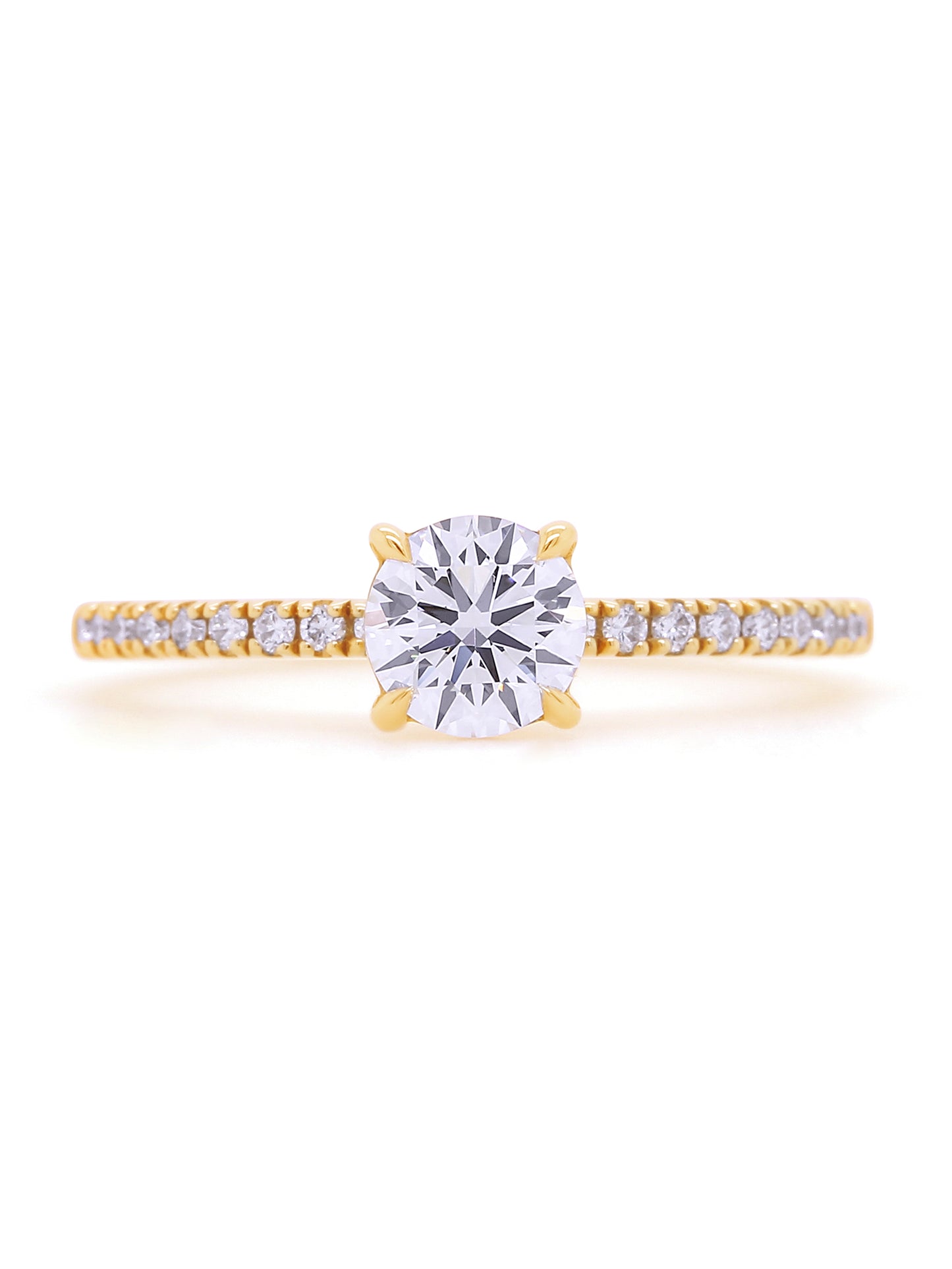 Lab Grown 0.70 Carat Round Diamond Ring Set in 18 Carat Yellow Gold