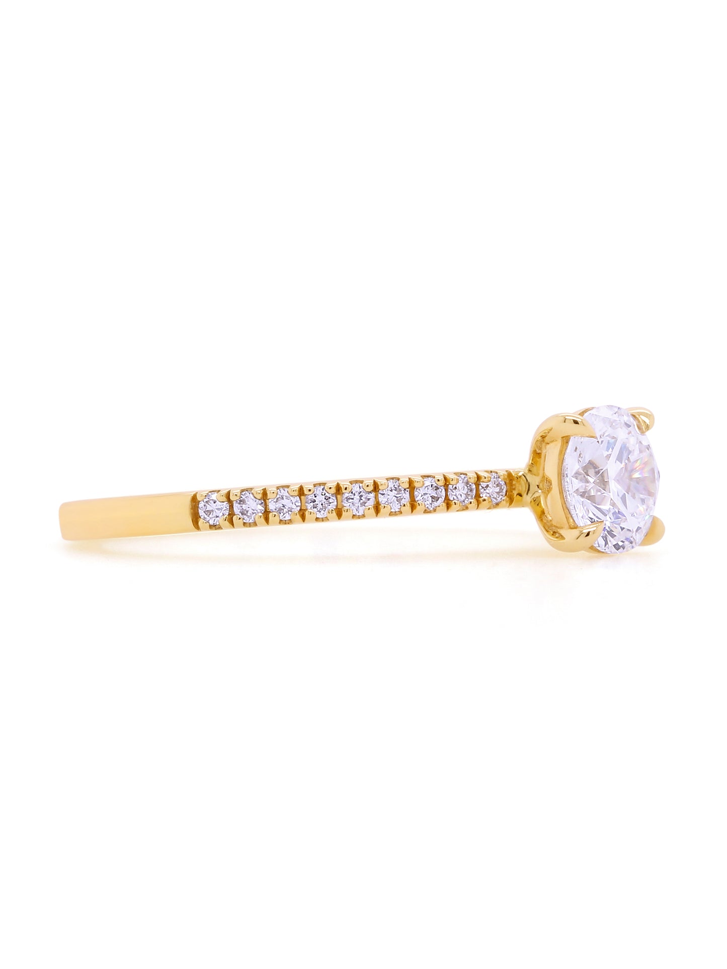 Lab Grown 0.70 Carat Round Diamond Ring Set in 18 Carat Yellow Gold