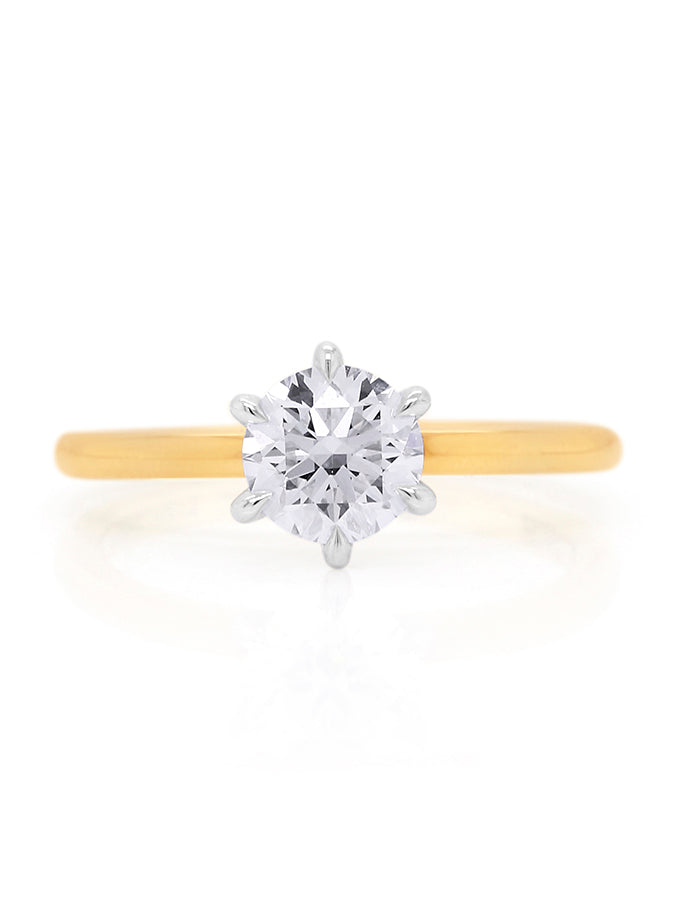 Lab Grown RBC Solitaire Diamond in 18 Carat Yellow Gold, T=1.00ct