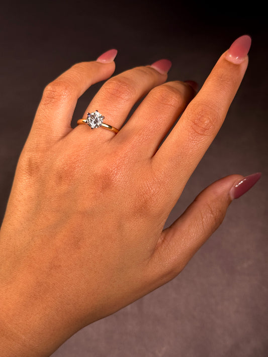 Lab Grown 1.52 Carat Solitaire Diamond Ring, 18K Yellow Gold