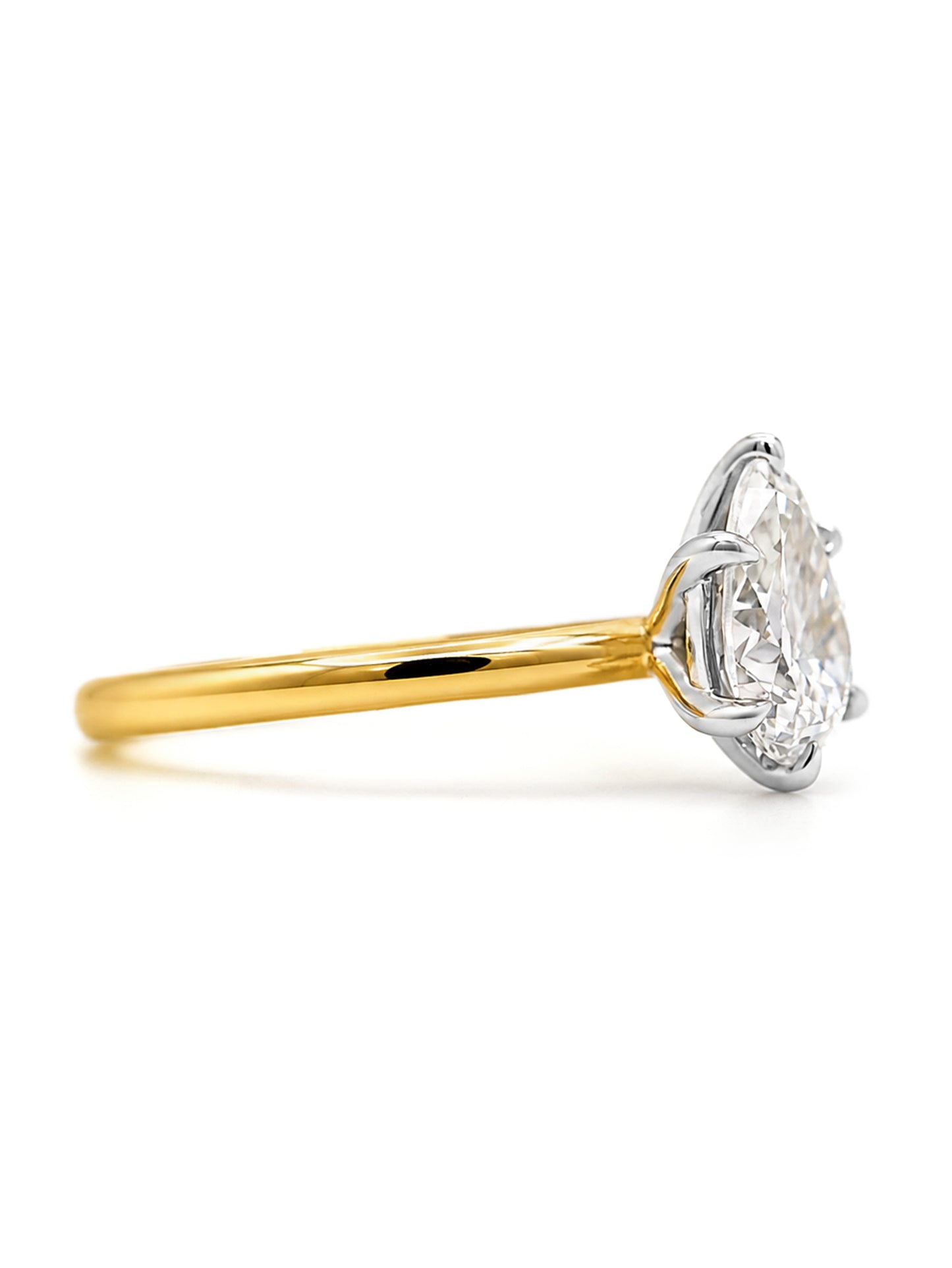 Lab Grown Pear Diamond Ring, 18K Yellow Gold