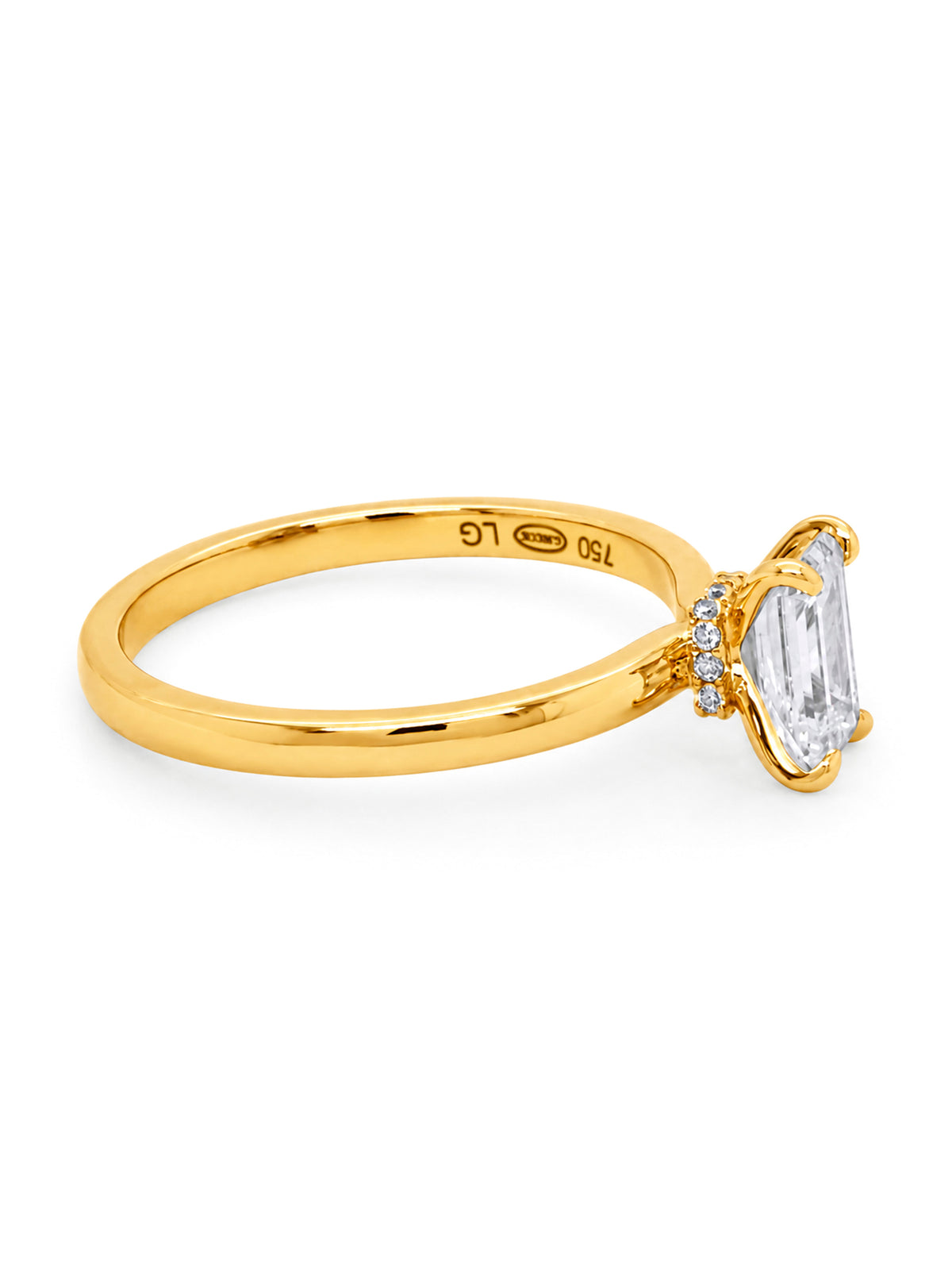 Lab Grown 0.90ct Emerald Cut Solitaire Diamond Ring, 18K Yellow Gold