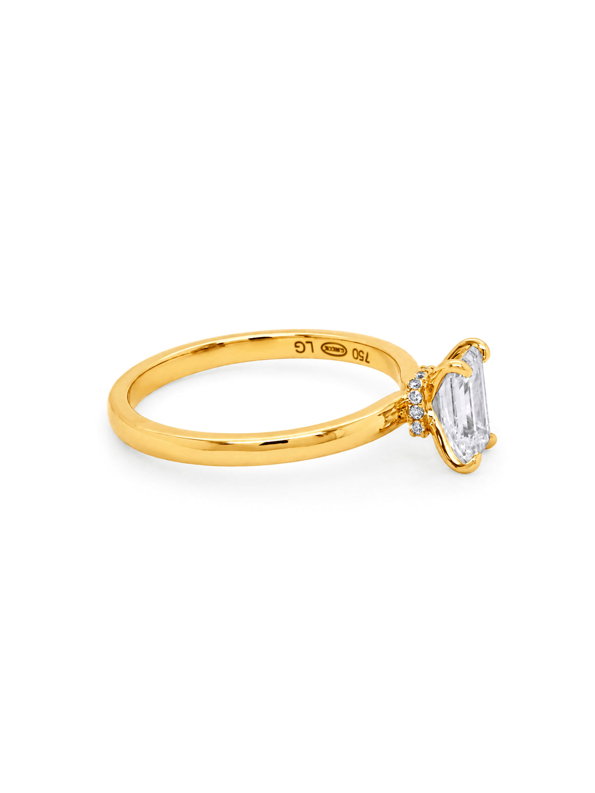 Lab Grown 0.90ct Emerald Cut Solitaire Diamond Ring, 18K Yellow Gold