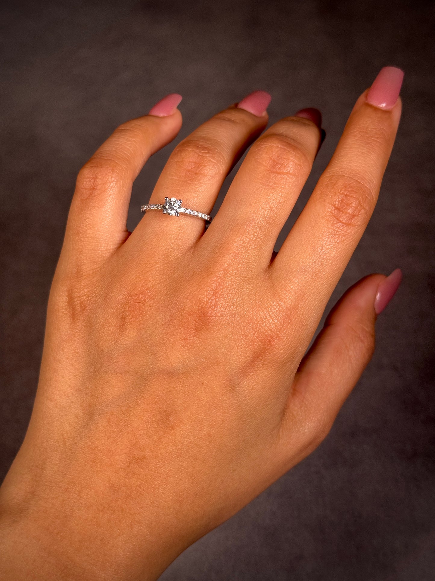 Solitaire Diamond Ring, 18K White Gold, T=0.58ct.