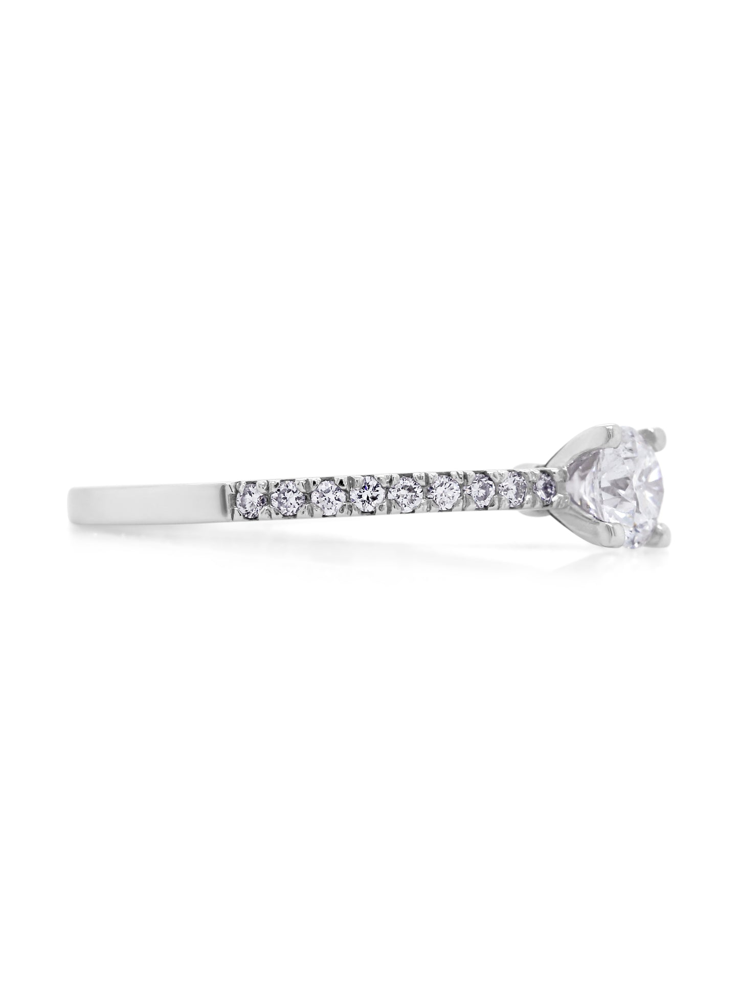 Solitaire Diamond Ring, 18K White Gold, T=0.58ct.