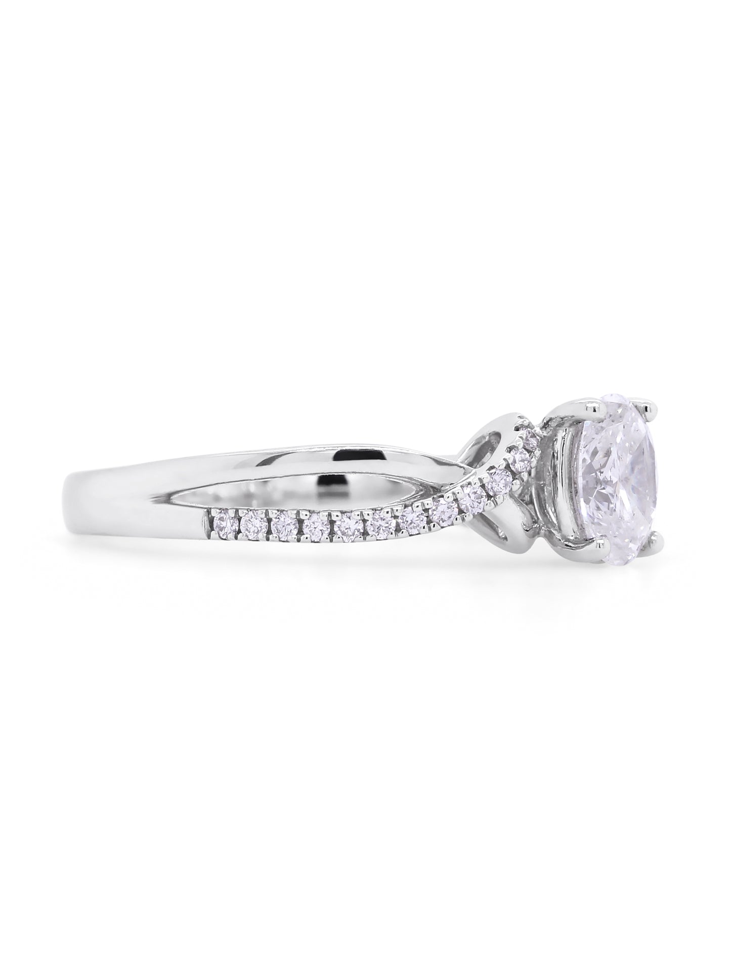 Oval Diamond Set Ring, 18k White Gold