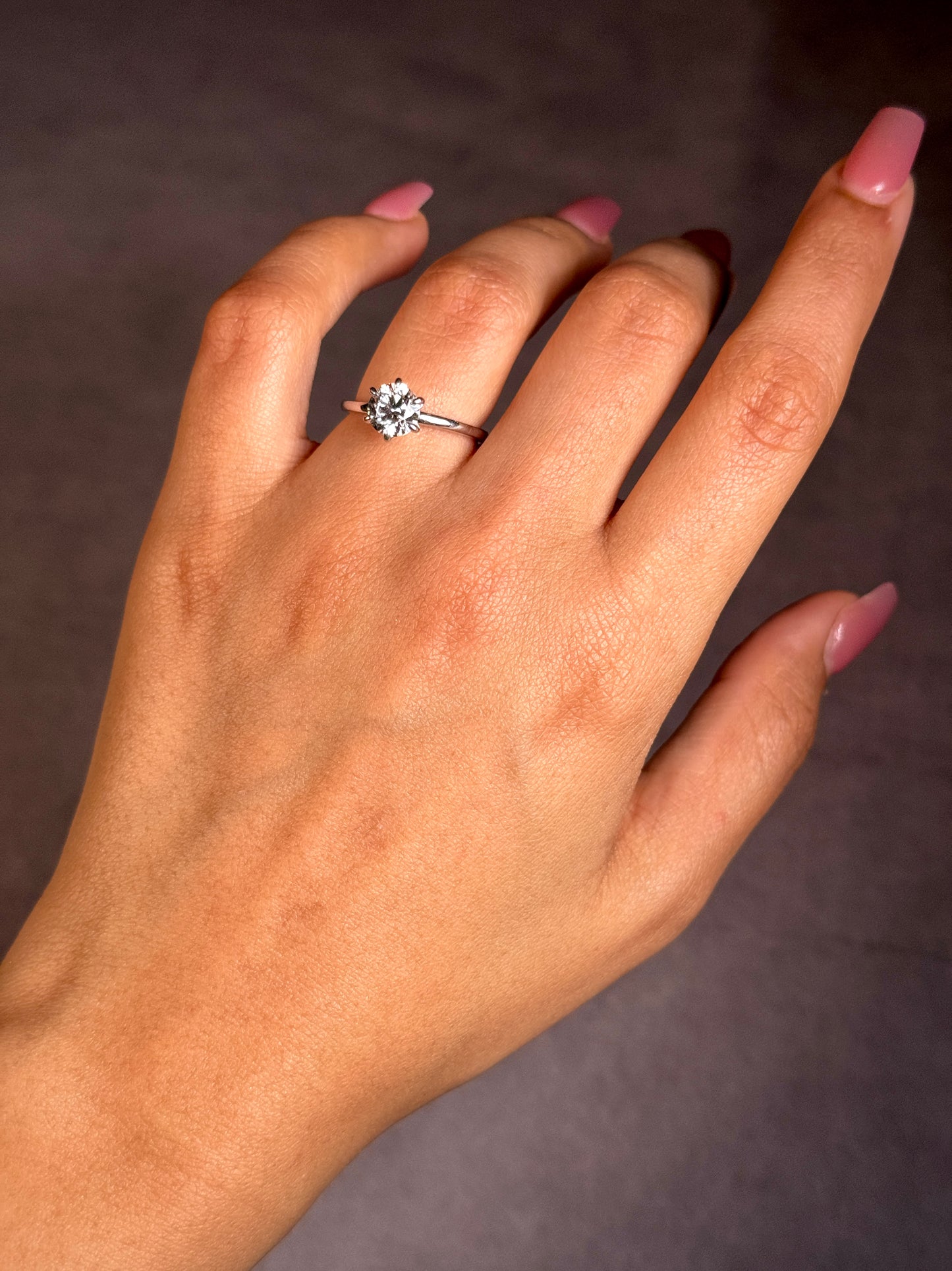 Lab 1.26 Carat Diamond 18K White Gold Solitaire Ring