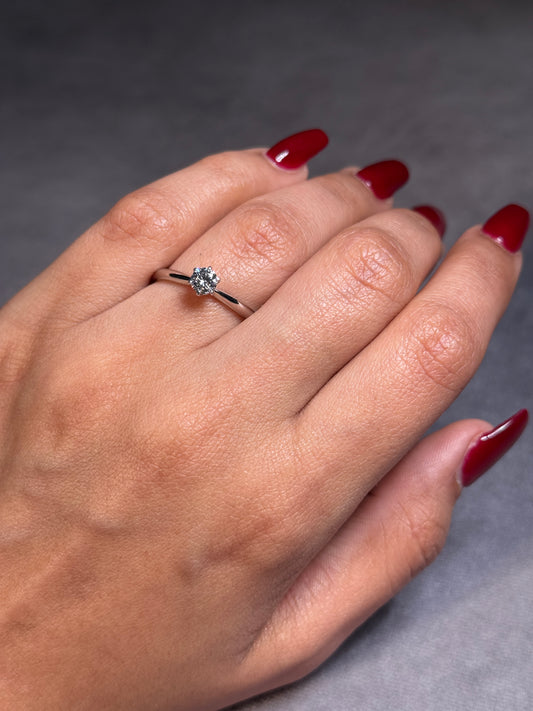 Lab 0.38 Carat Diamond 18K White Gold Solitaire Ring