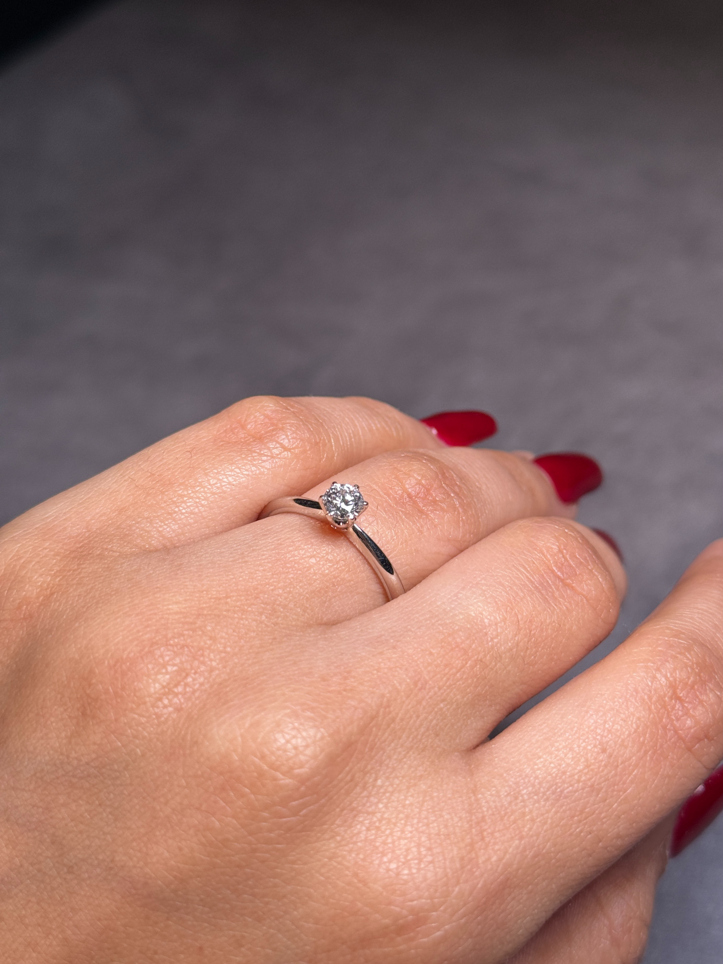 Lab 0.38 Carat Diamond 18K White Gold Solitaire Ring