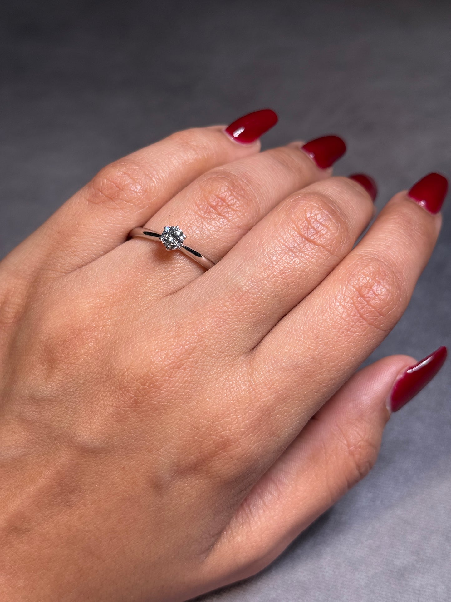 Lab Grown Solitaire Diamond Ring, set in 18K White Gold.
