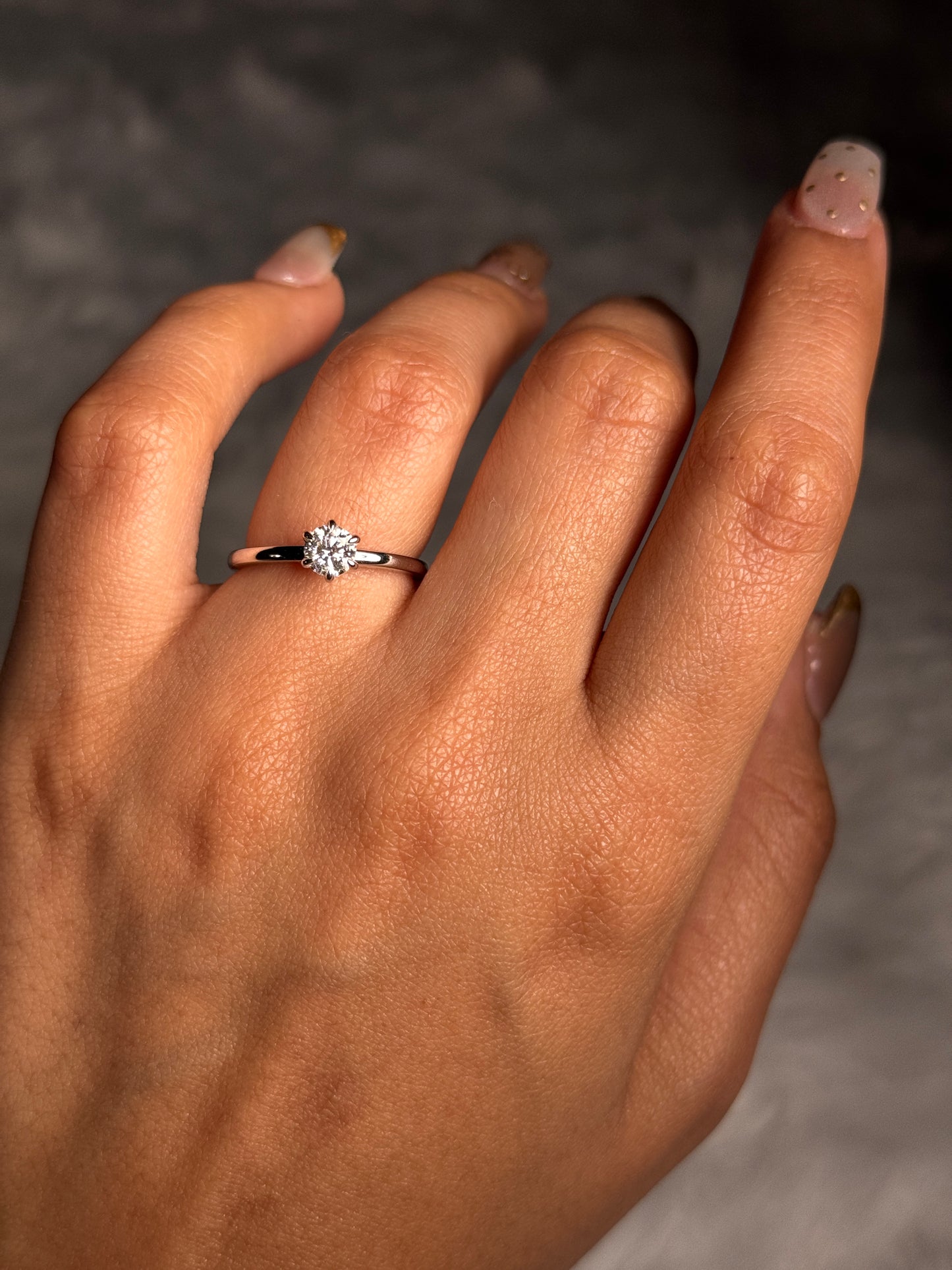 Solitaire Diamond Ring, 18K White Gold, 0.50ct GSI2.