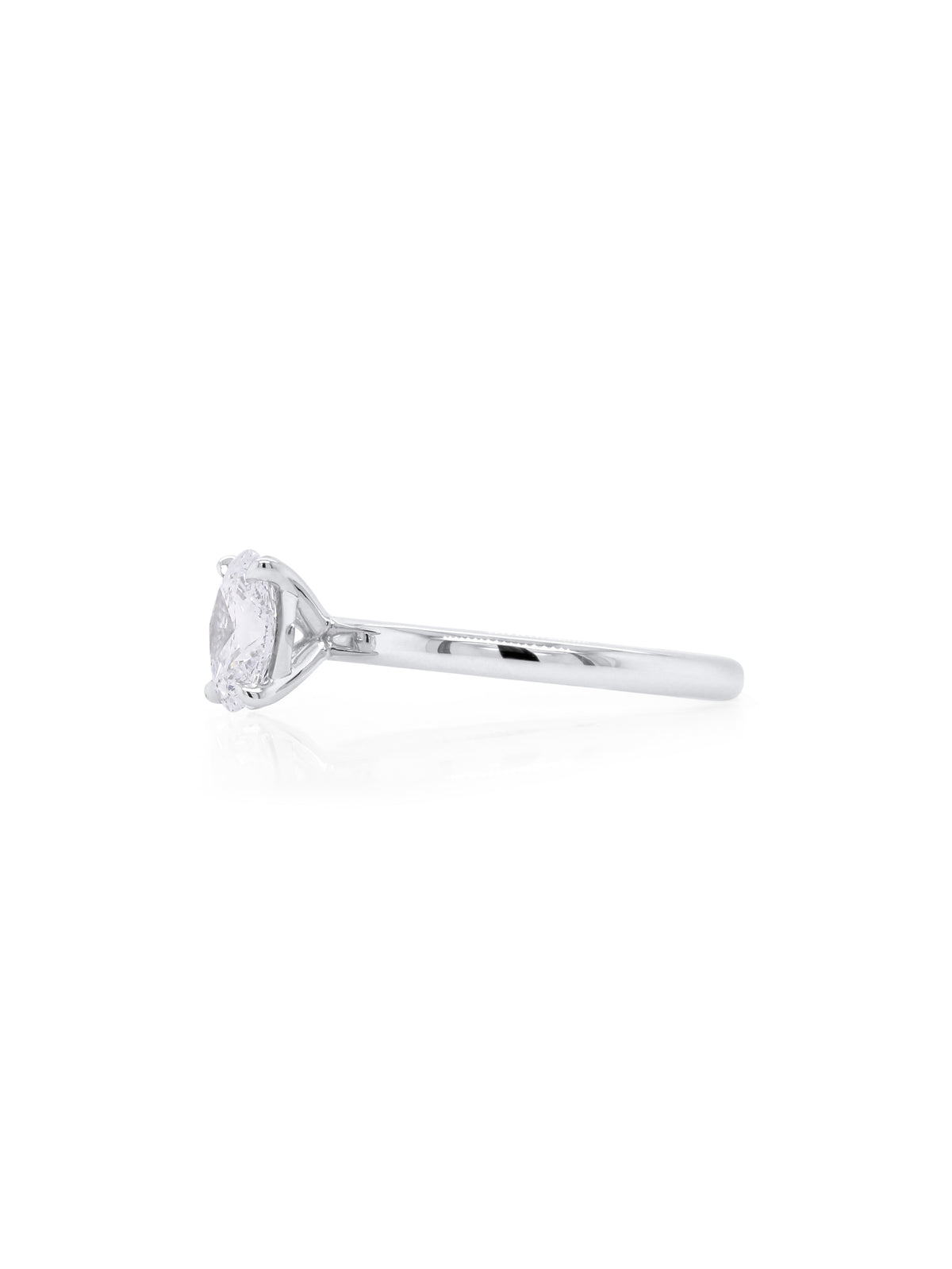 Lab Grown Oval Diamond Ring in 18 Carat White Gold, T=1.00ct.
