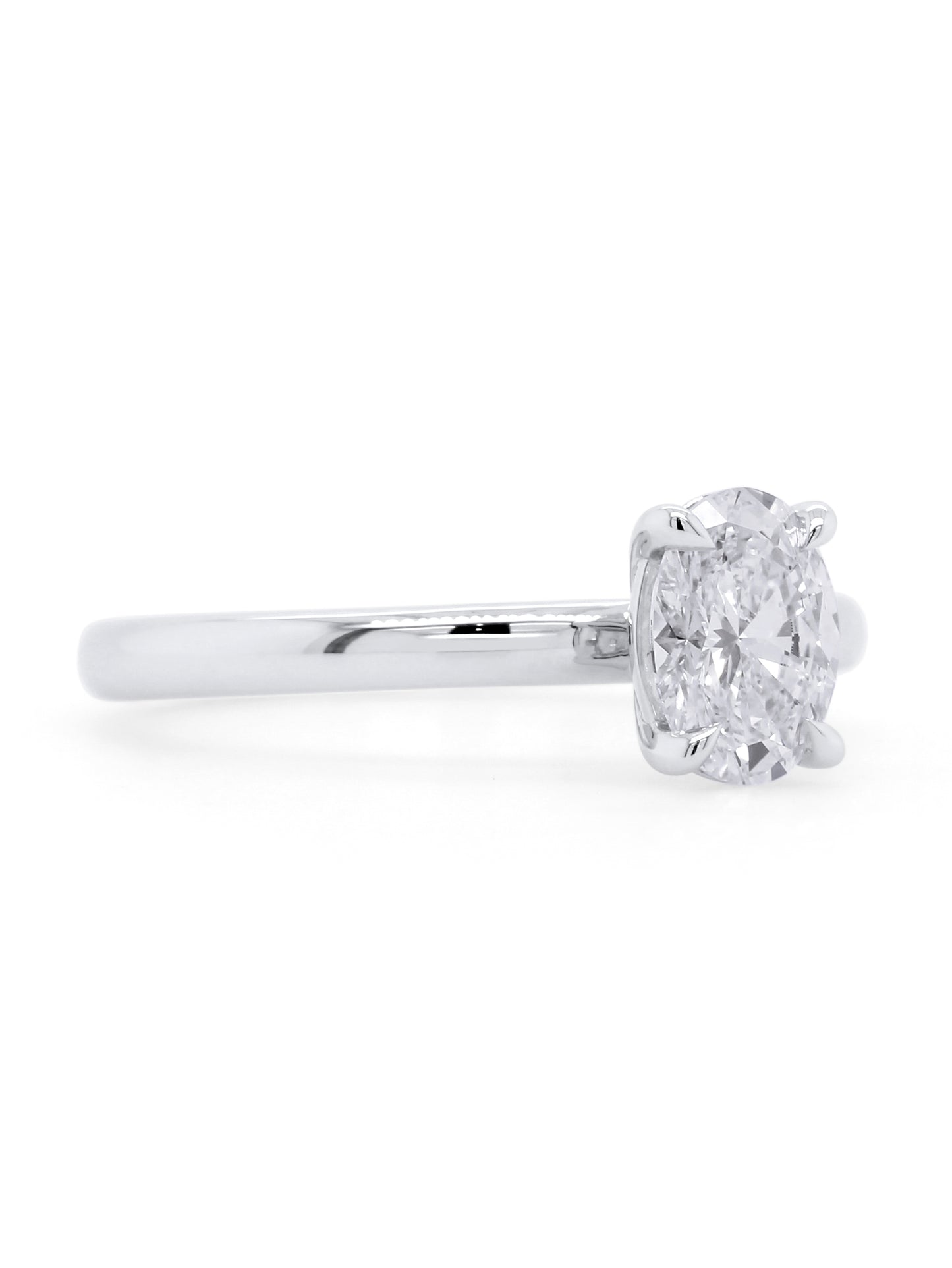 Lab Grown Oval Sue Diamond Ring in 18 Carat White Gold, T=1.00ct.