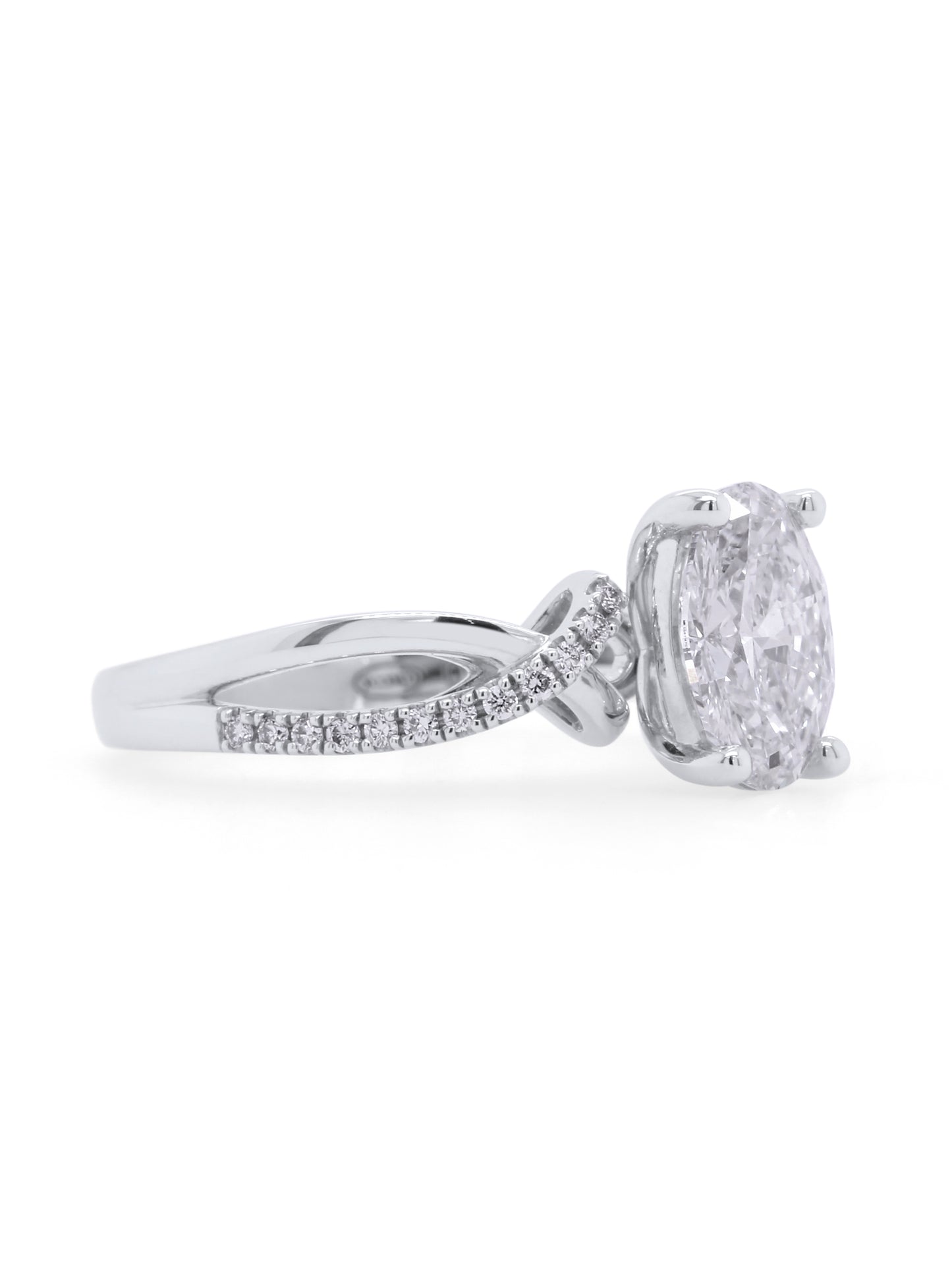 Lab Grown Oval Diamond Set Ring, 18 Carat White Gold