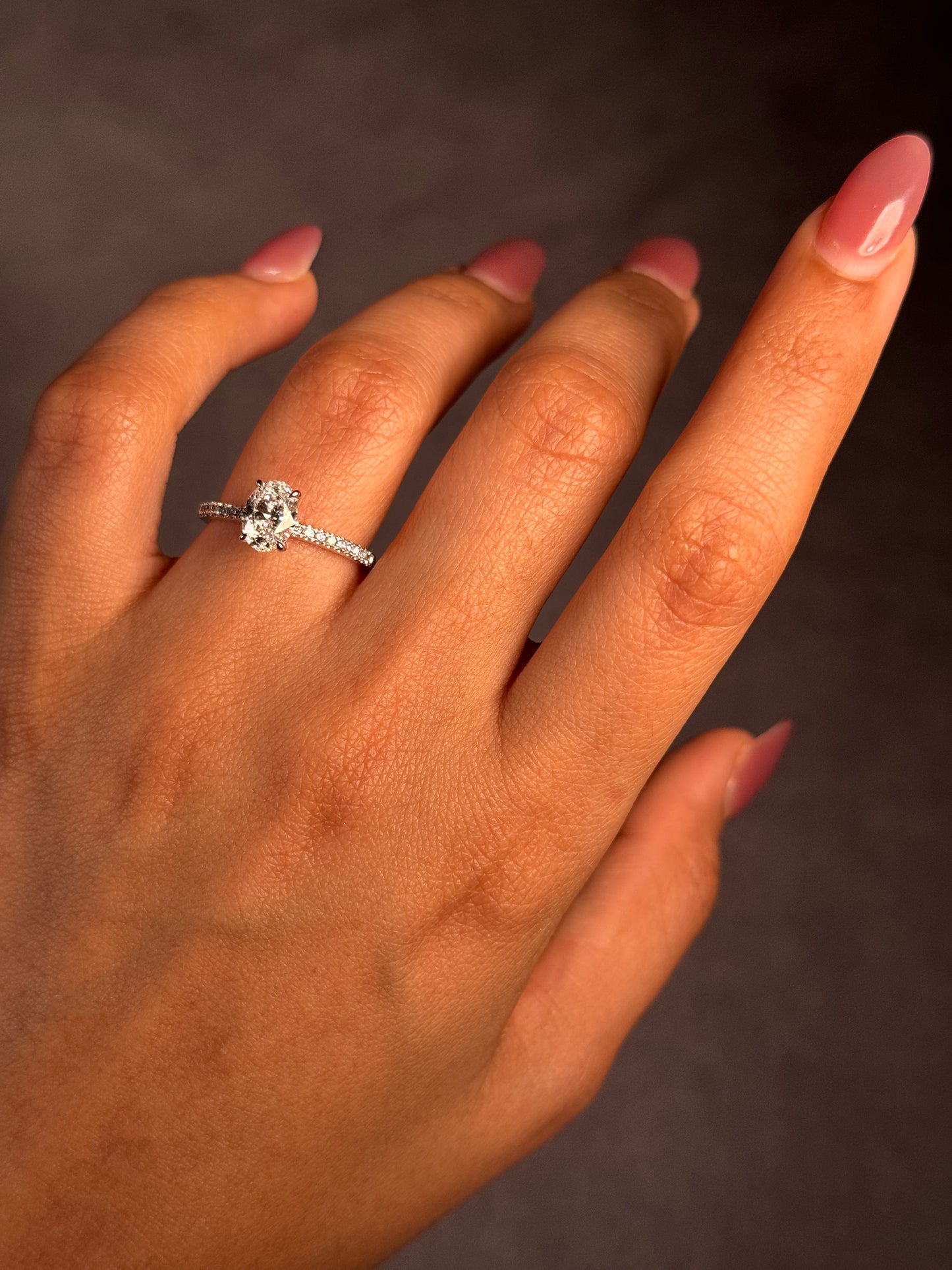 Lab Grown Oval 1.01 Carat Diamond Ring, 18 Carat White Gold