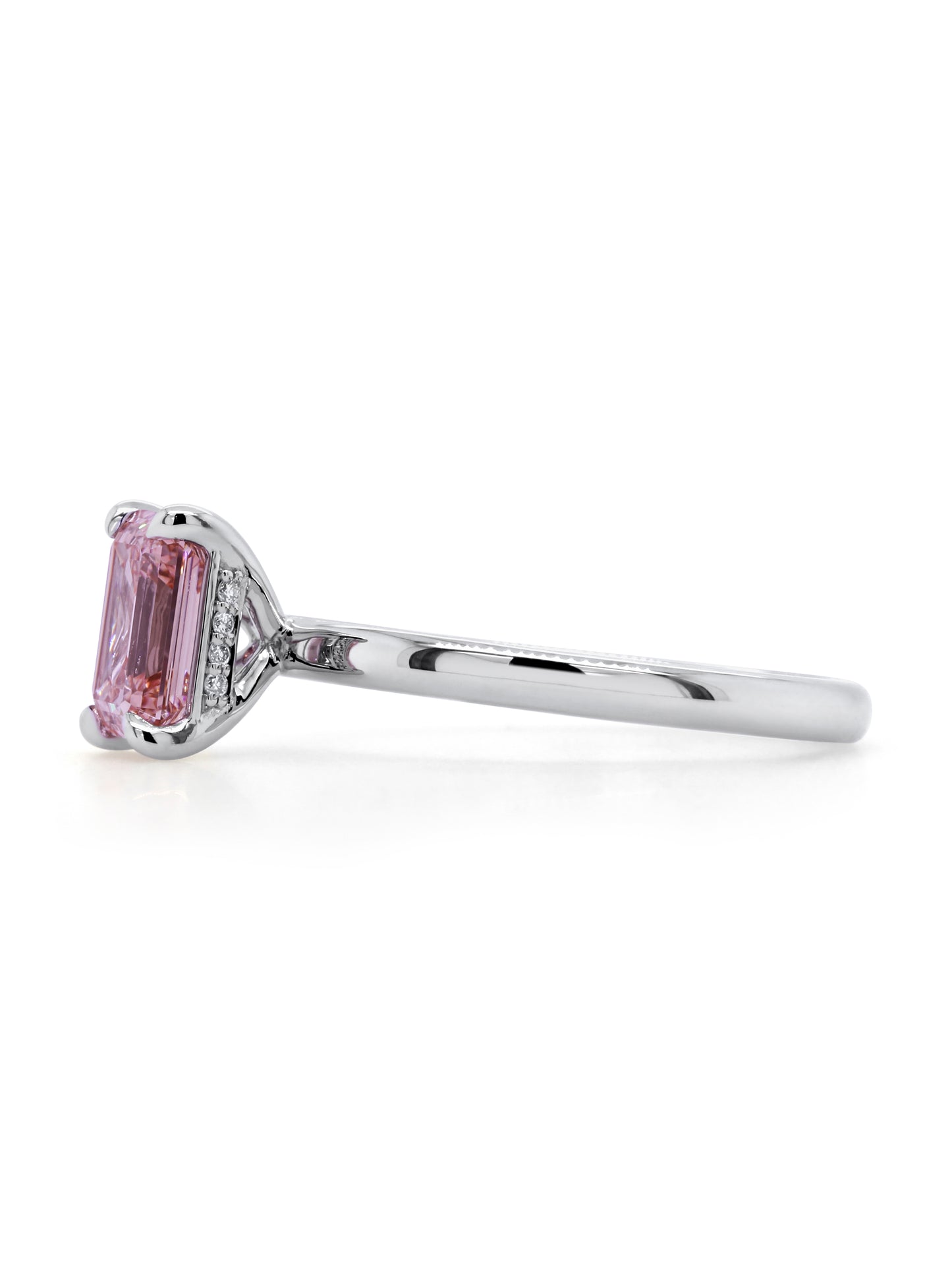 Lab Grown 1.54 Carat Pink Diamond Ring set in Platinum