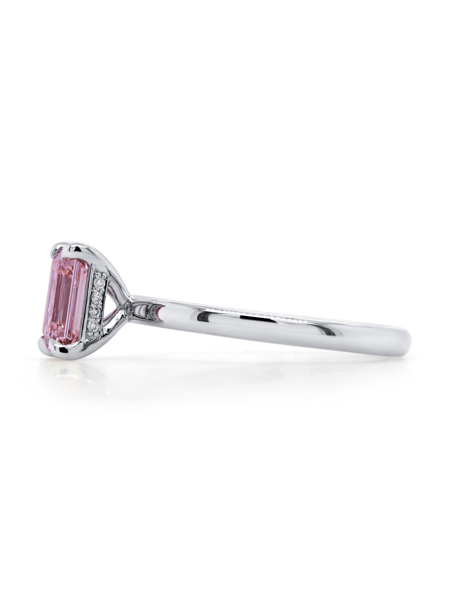 Lab Grown 1.54 Carat Pink Diamond Ring set in Platinum