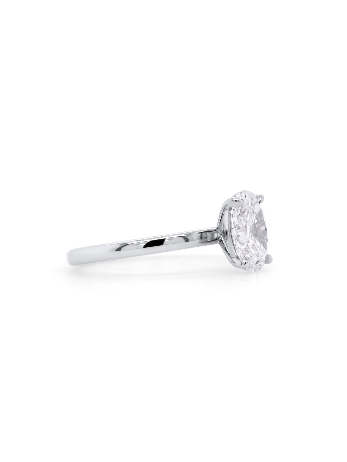 Lab Grown Oval Diamond 1.51 Carat Ring in 18 Carat White Gold.