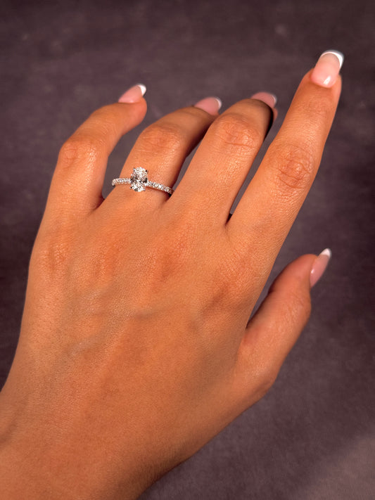 Lab Grown Oval 1.01 Carat Diamond Ring, 18 Carat White Gold