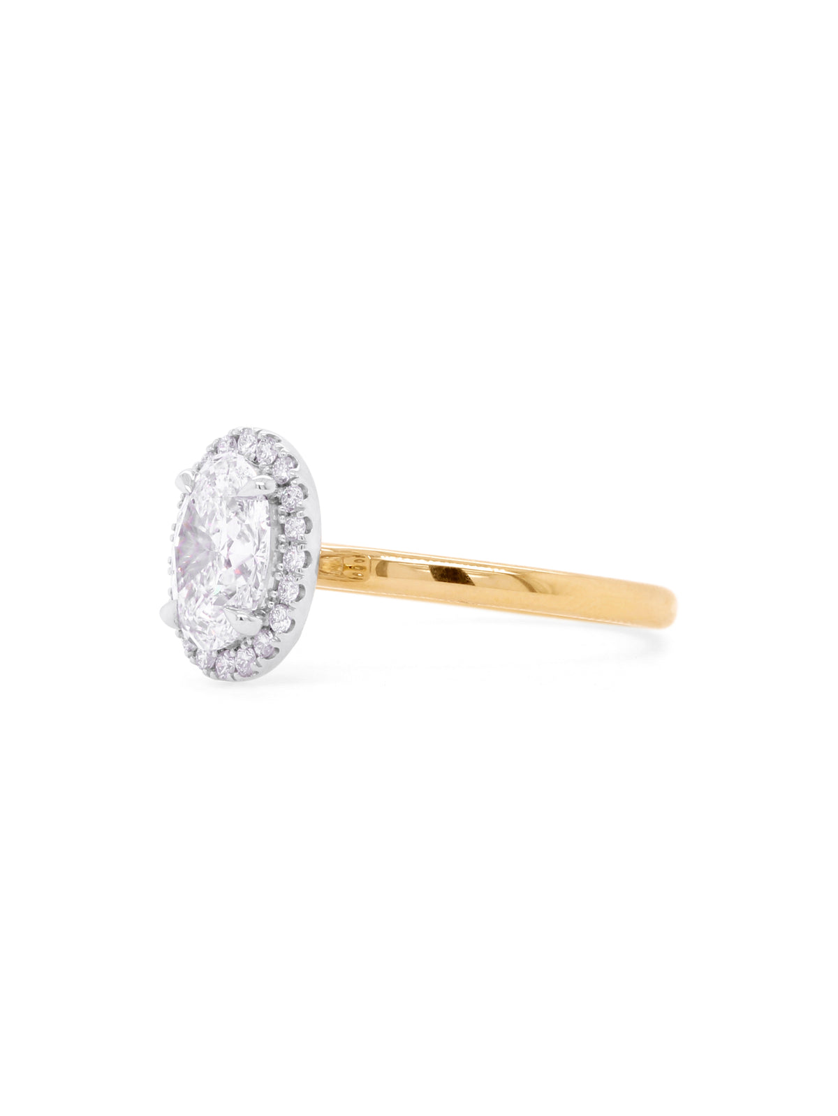 Lab Grown 1.68ct Diamond Halo Cluster Ring, 18K Yellow & White Gold
