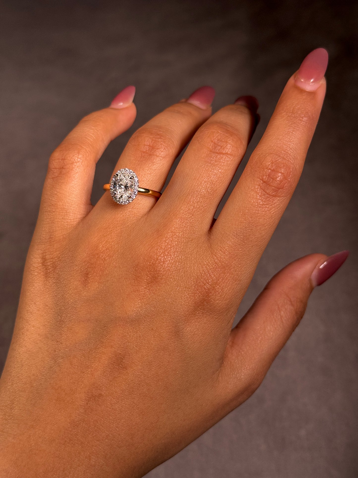 Lab Grown Diamond Halo Cluster Ring, 18K Yellow & White Gold T=1.71ct