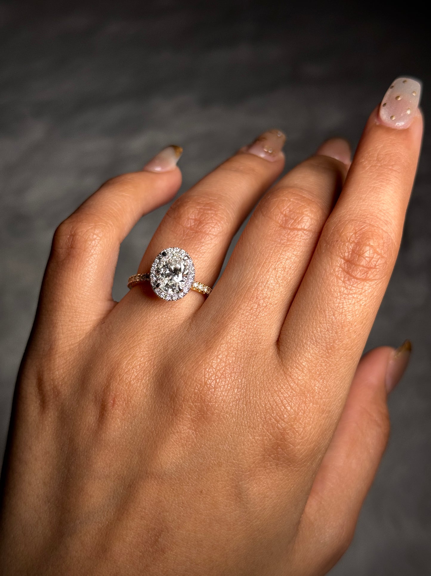 Lab Grown 2.00ct Diamond Halo Cluster Ring in 18K Yellow & White Gold
