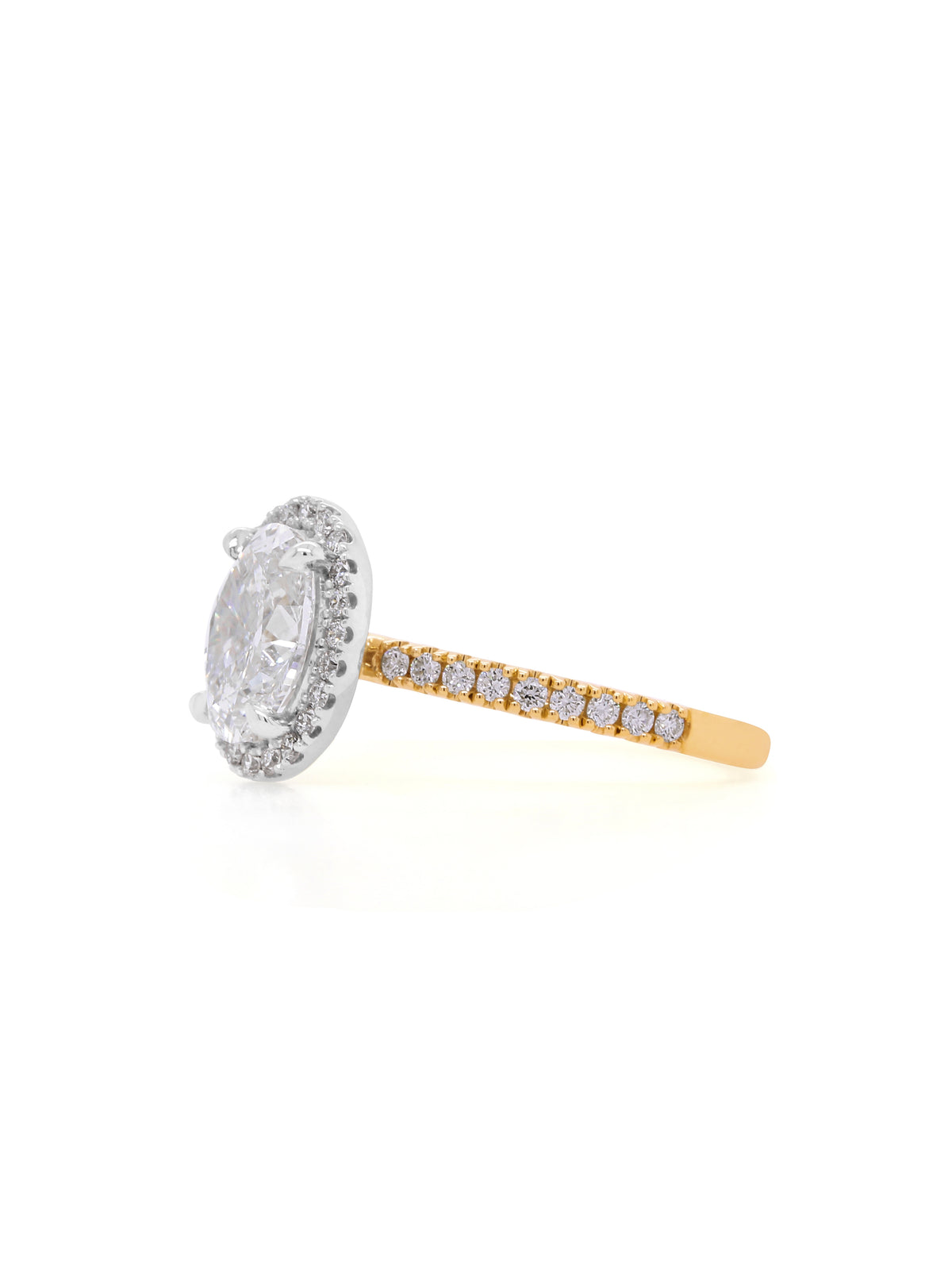 Lab Grown 2.00ct Diamond Halo Cluster Ring in 18K Yellow & White Gold