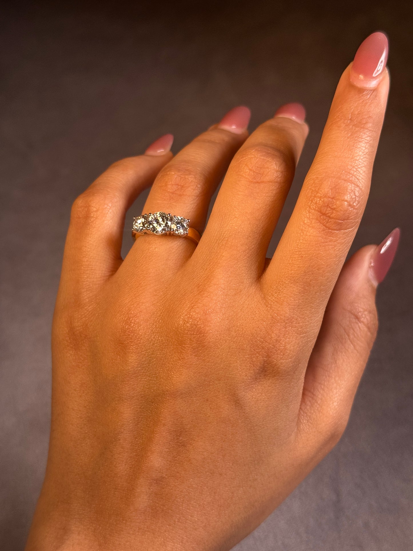 Lab Grown 2 Carat Trilogy Diamond Ring in 18 Carat Yellow Gold