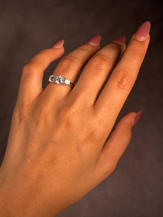 Lab Grown 2 Carat Trilogy Diamond Ring in 18 Carat Yellow Gold