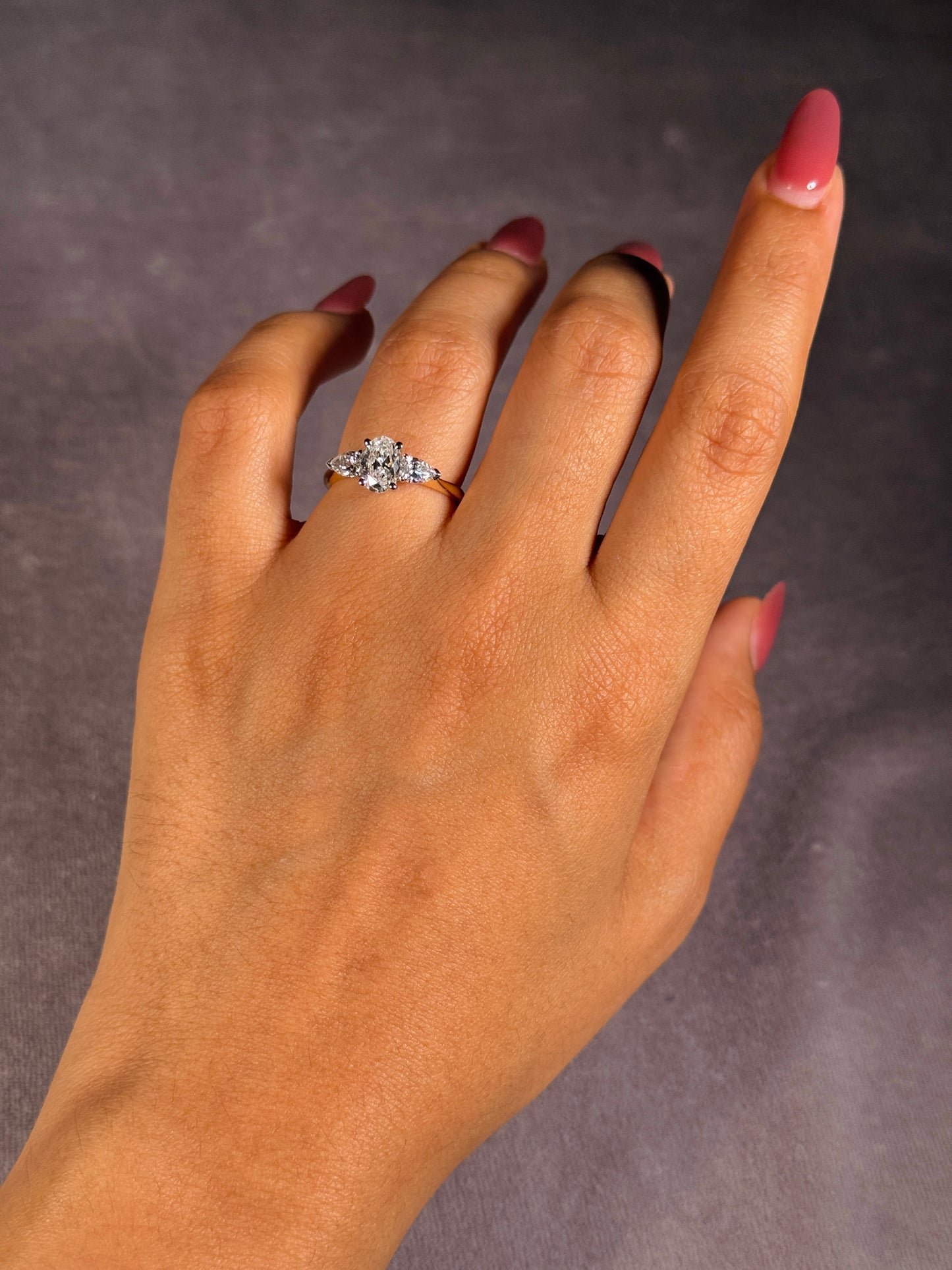 Trilogy Lab Grown Diamond Ring, T=1.50ct, 18K Yellow Gold