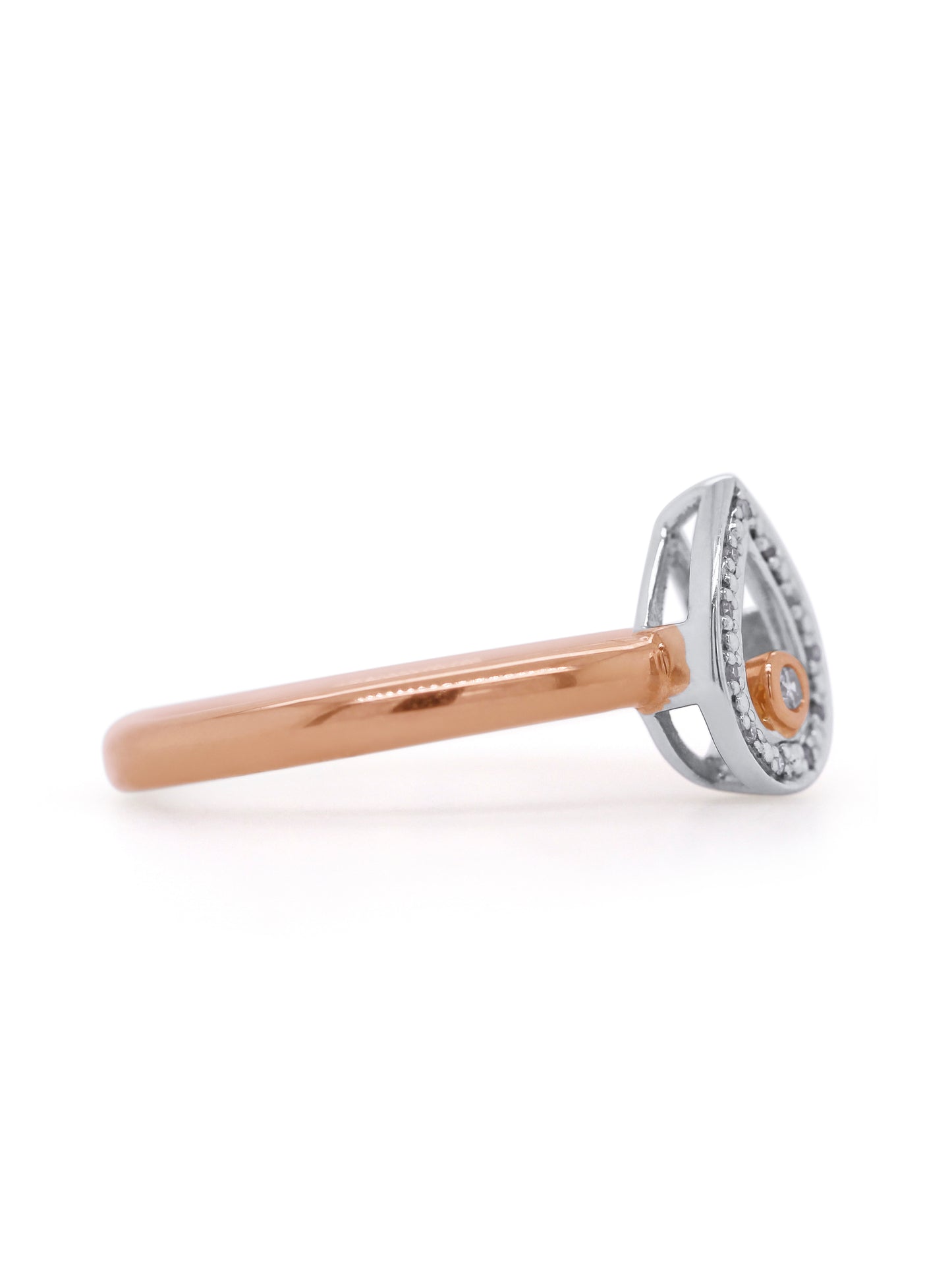 Pink Diamond ring 9K White & Rose gold pear shape.