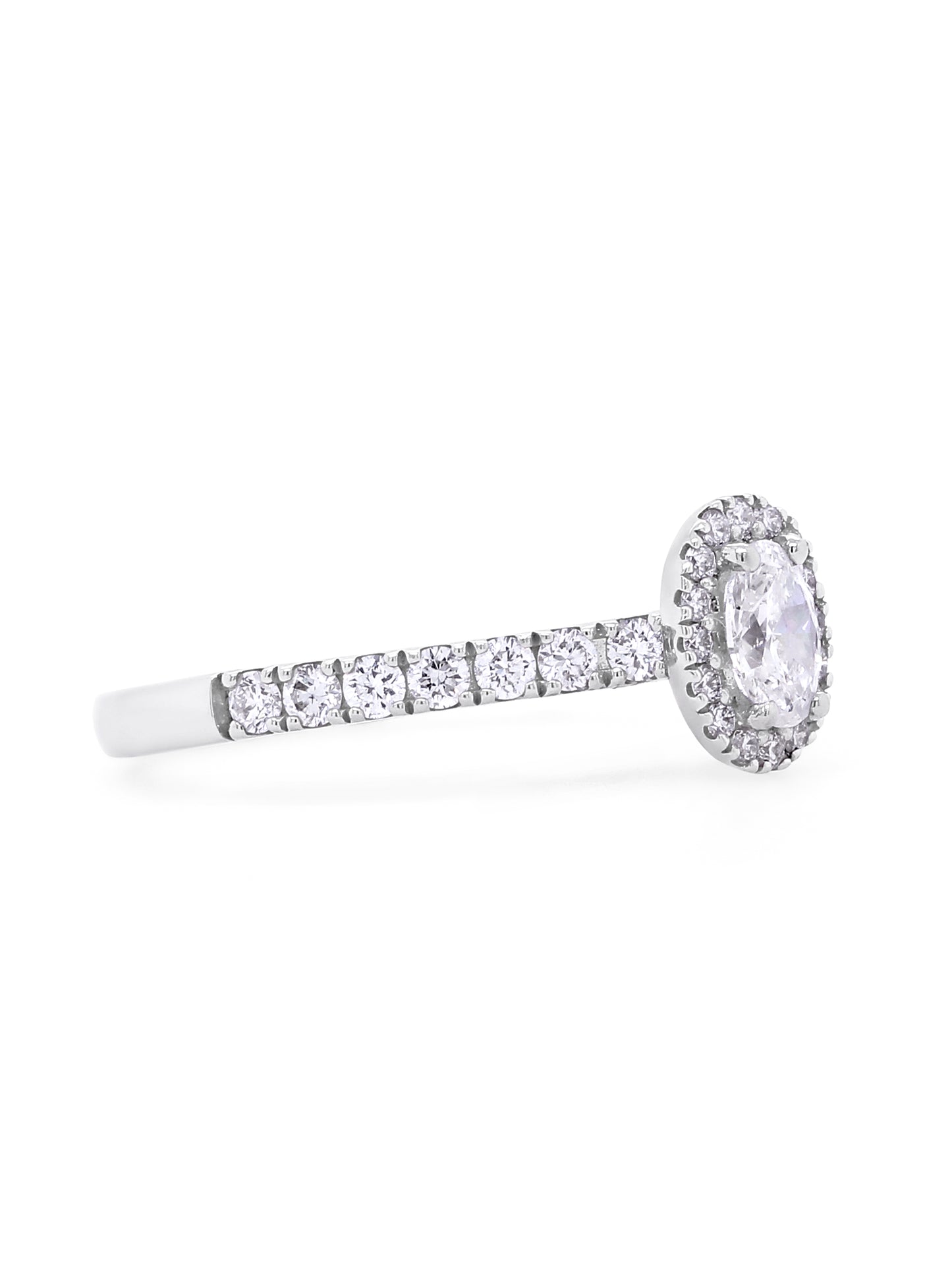0.66 Carat Oval Cut Diamond, 18K White Gold Ring