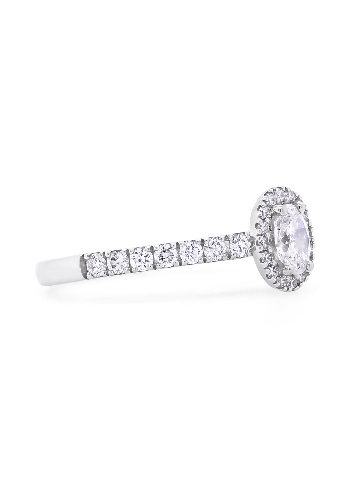 0.66 Carat Oval Cut Diamond, 18K White Gold Ring