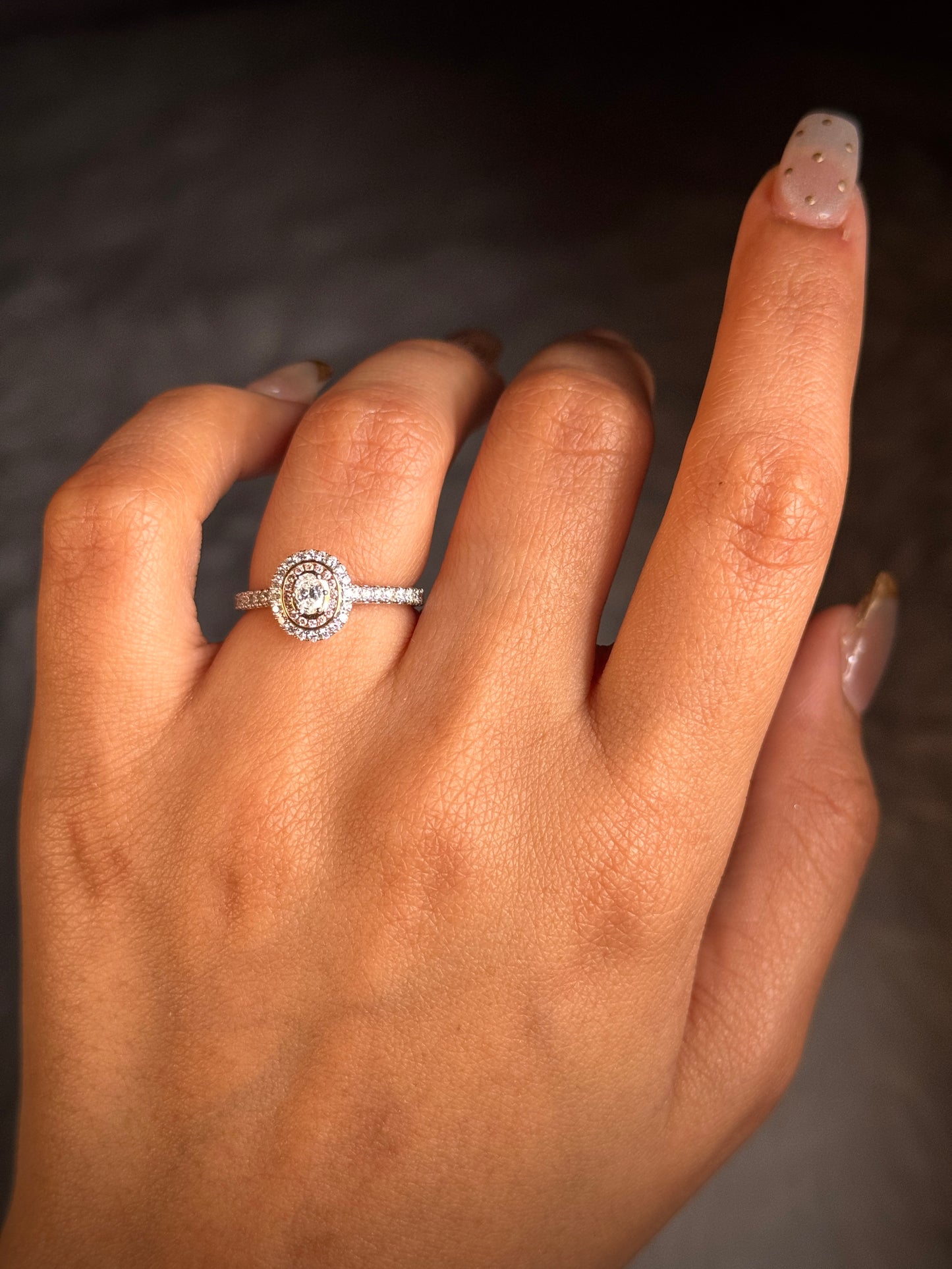 Australian Pink Diamond Ring 18K White & Rose Gold T=0.62ct