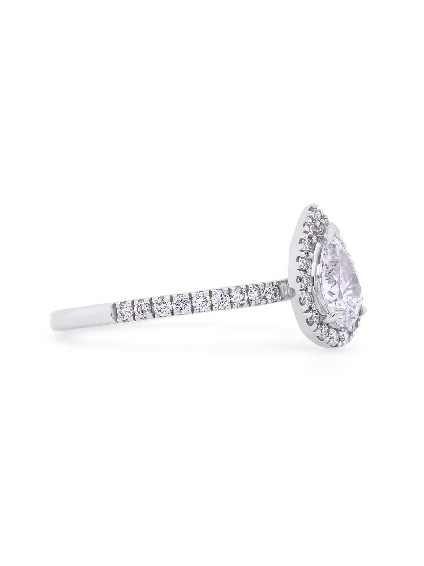 Pear Cut Diamond Ring in 18 carat white gold, T=0.90ct