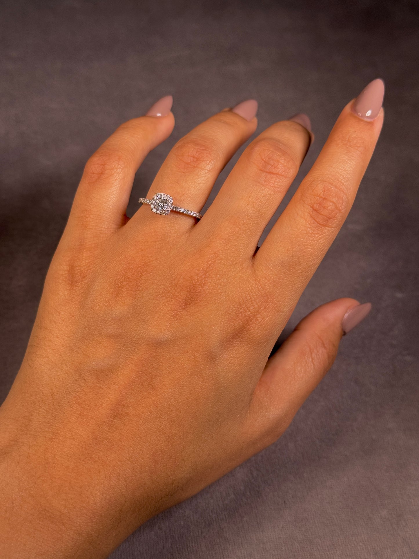 Diamond Set Halo Ring, 18 Carat White Gold, T=0.51 Carat.