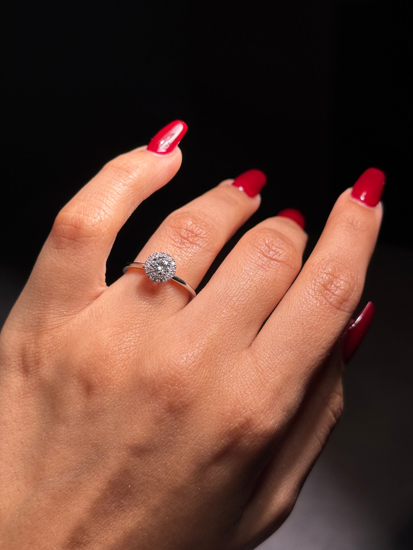 Lab Grown Diamond Cluster Ring 18K White Gold, T=0.61ct