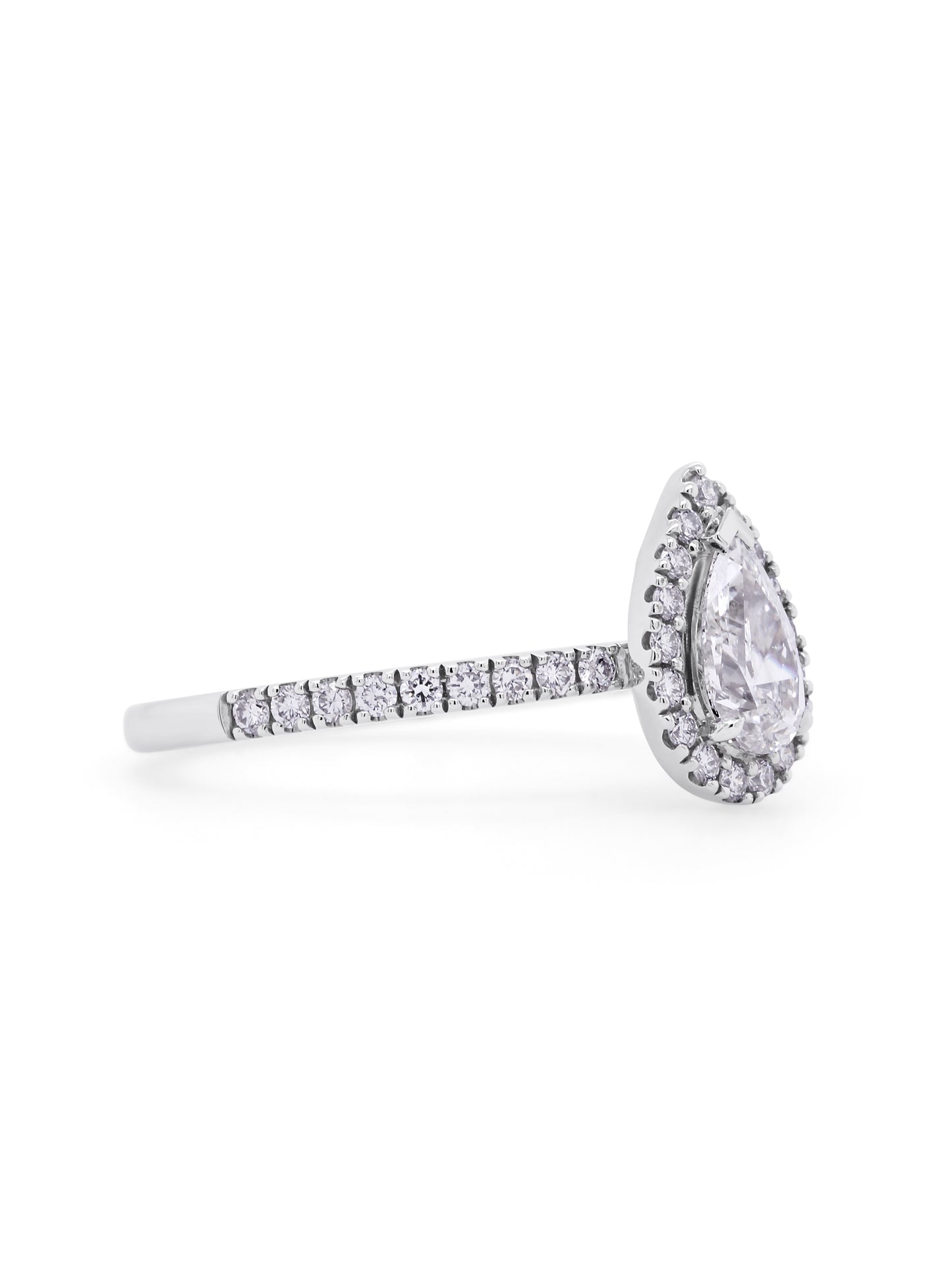 Lab Grown 0.70 Carat Pear Diamond Ring in White Gold, T=1.07ct