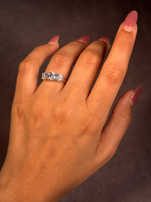 Lab Grown 2.00 Carat Trilogy Diamond Ring in 18 Carat Gold