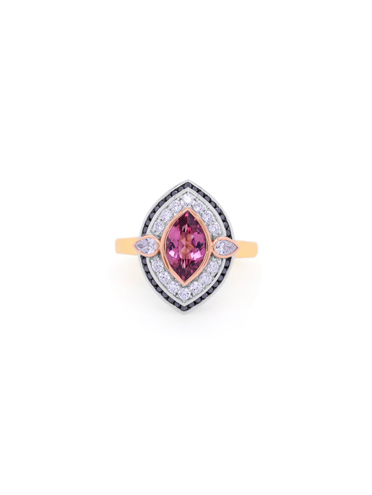 Georges Guillaume Tourmaline & Diamond Ring, 18K T=0.59ct.
