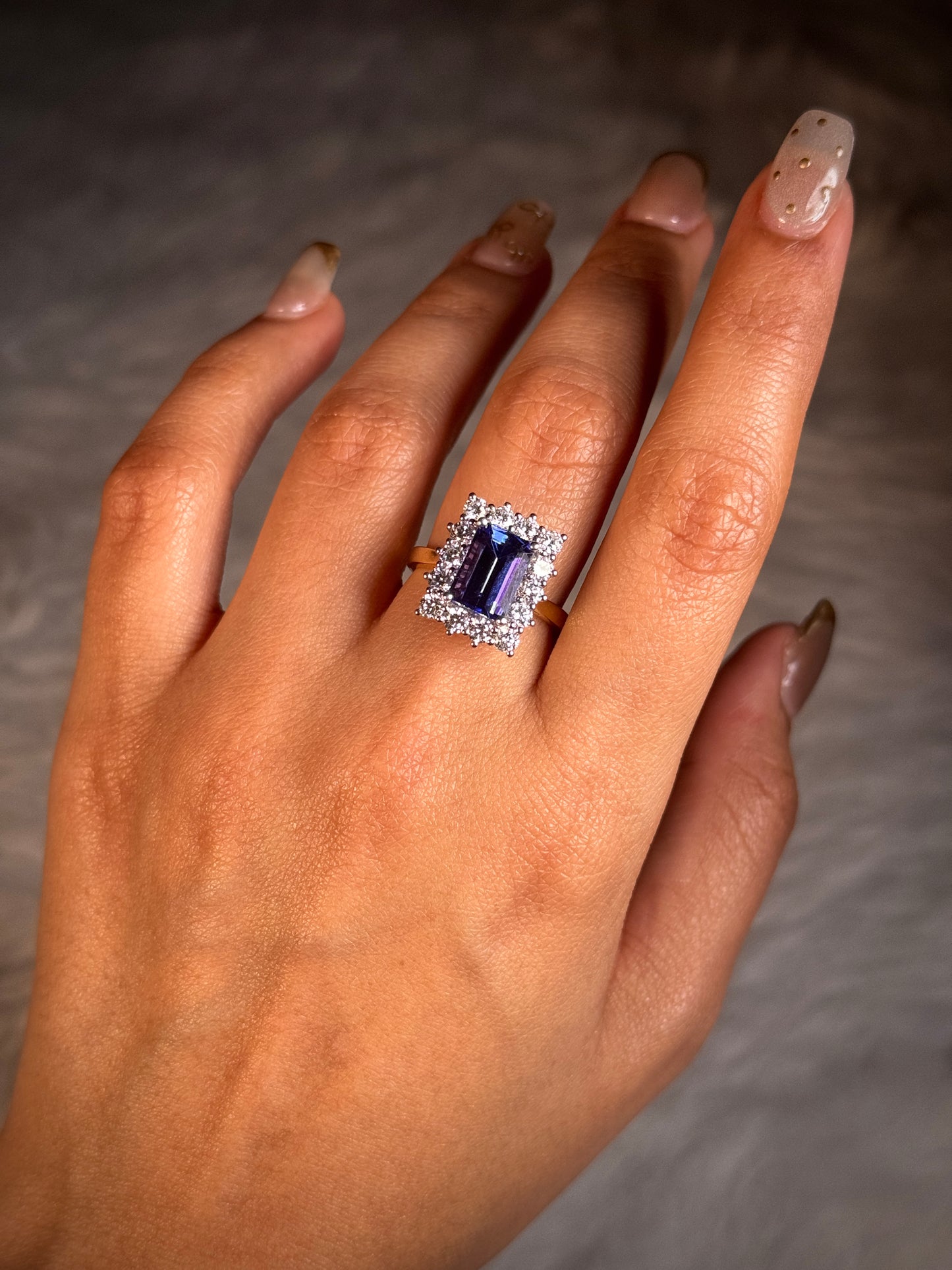 3.75ct Tanzanite & Diamond Ring in 18 Carat Yellow Gold