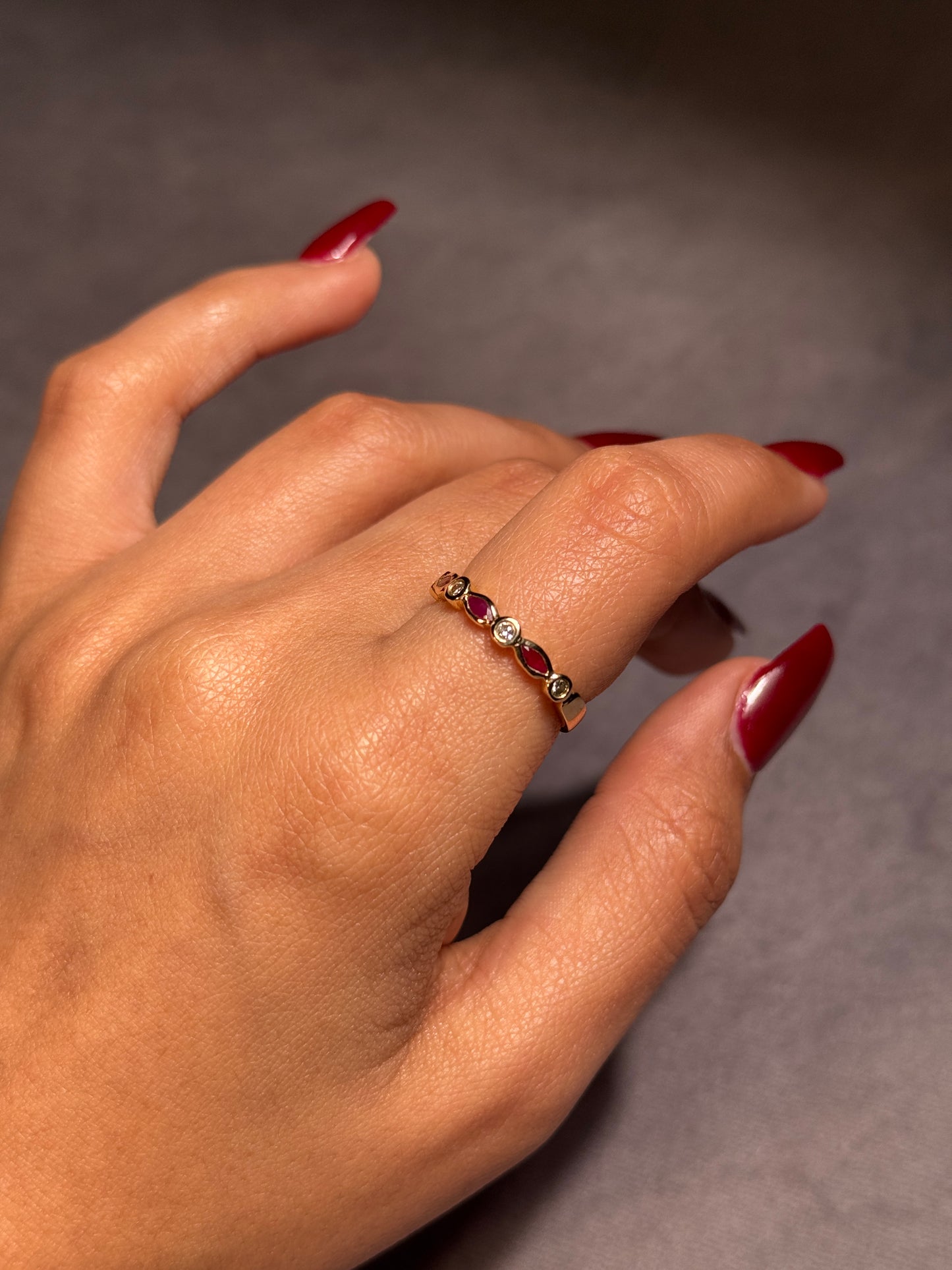 Ruby & Diamond Ring, 9 Carat Yellow Gold