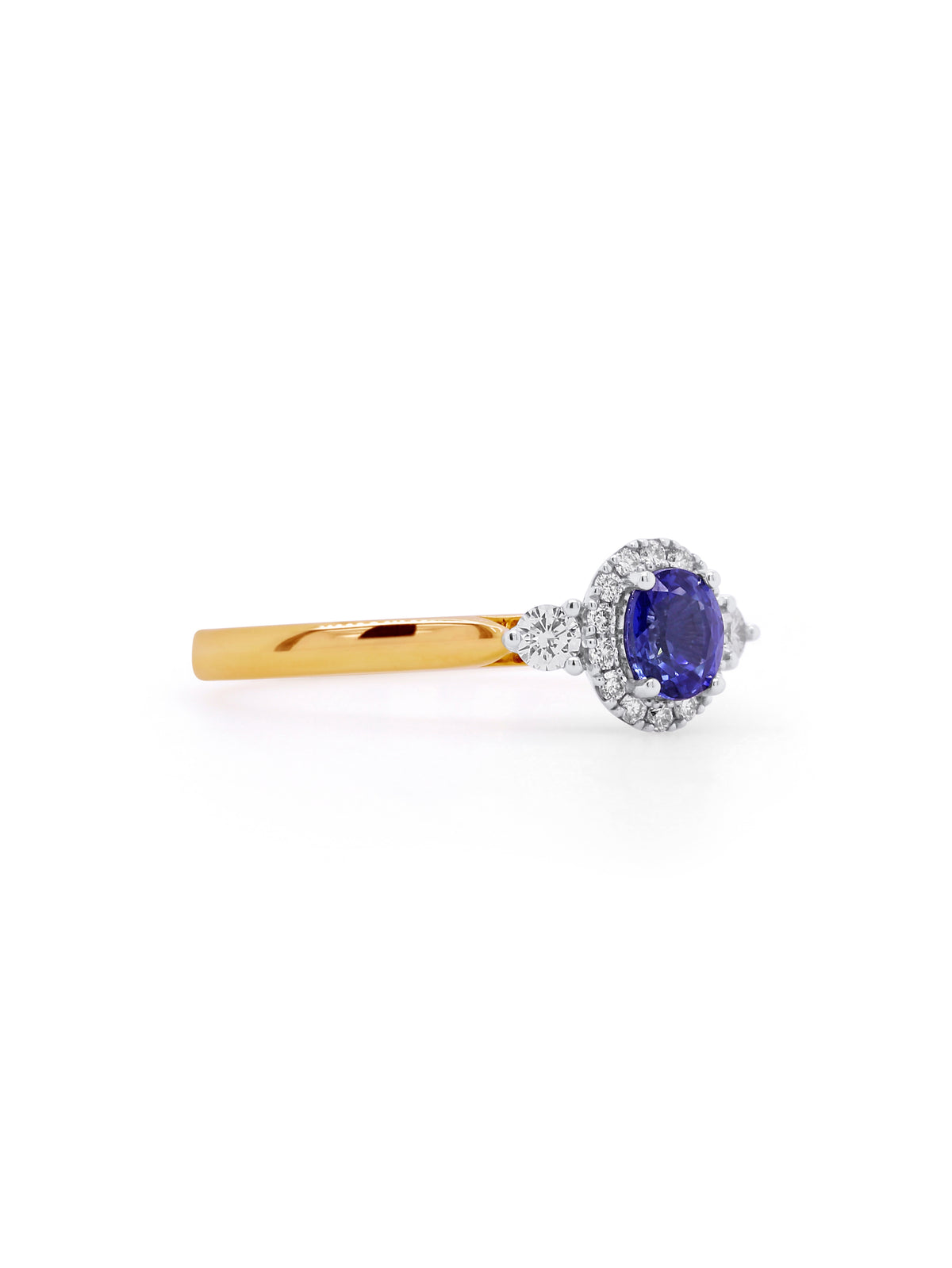 Sapphire 5x4 & 0.21ct Lab Grown Diamond Ring in 9 Carat Yellow Gold
