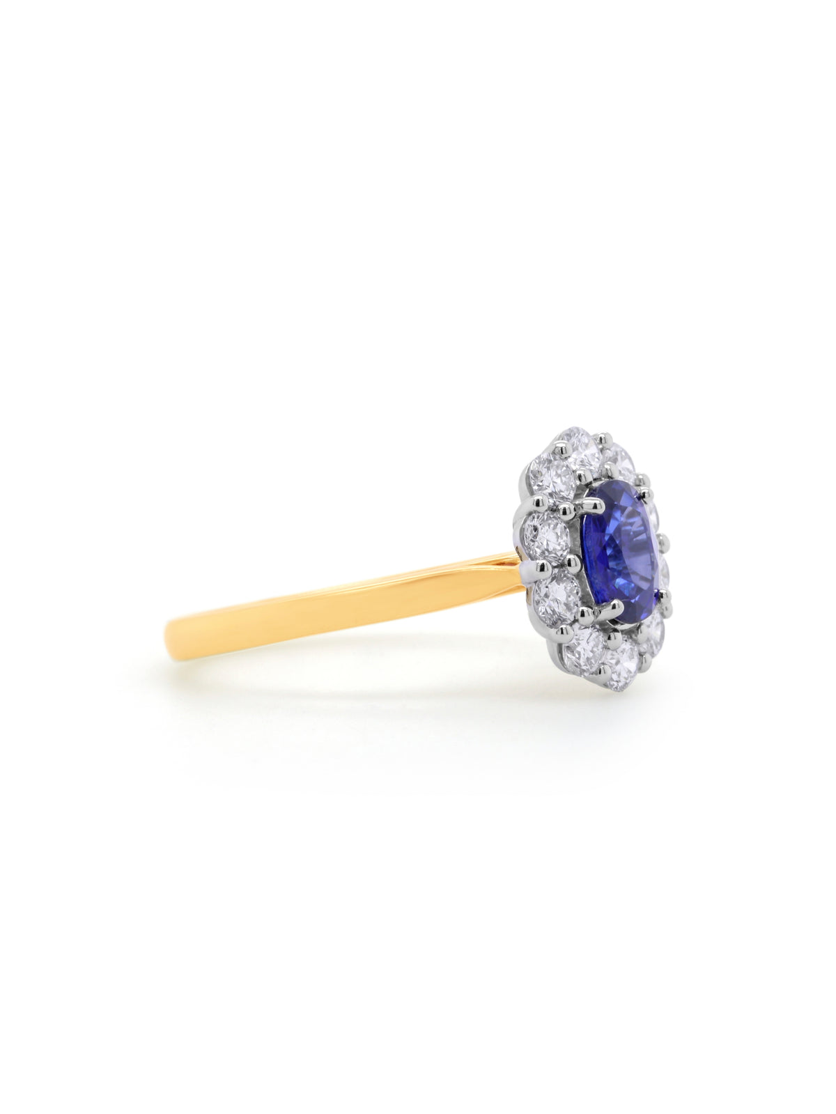 Lab Grown Diamond & Natural Sapphire Cluster, 18 Carat Yellow Gold