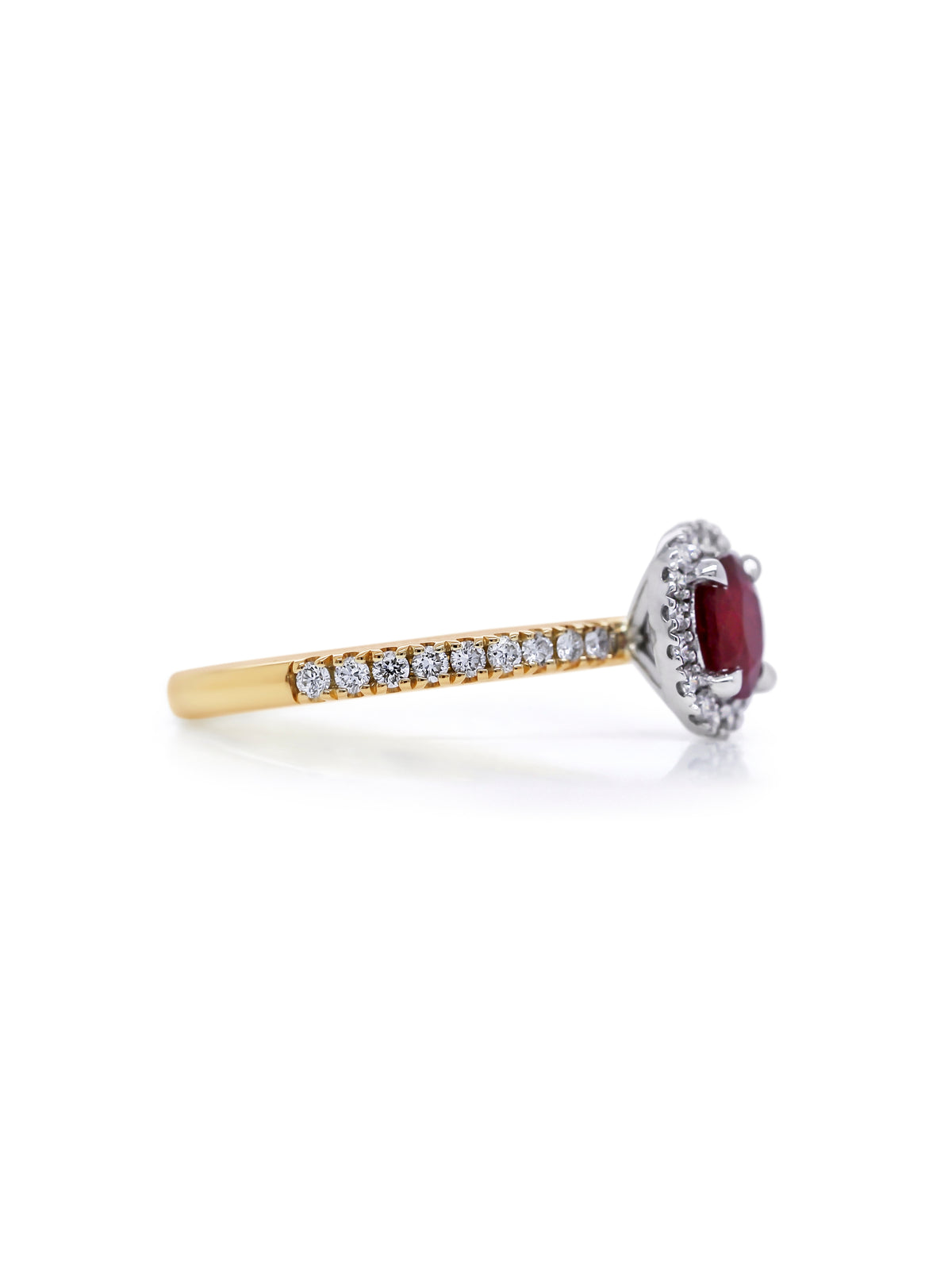 Natural Ruby & Diamond Ring, 18K Yellow Gold, Ruby=0.84ct.